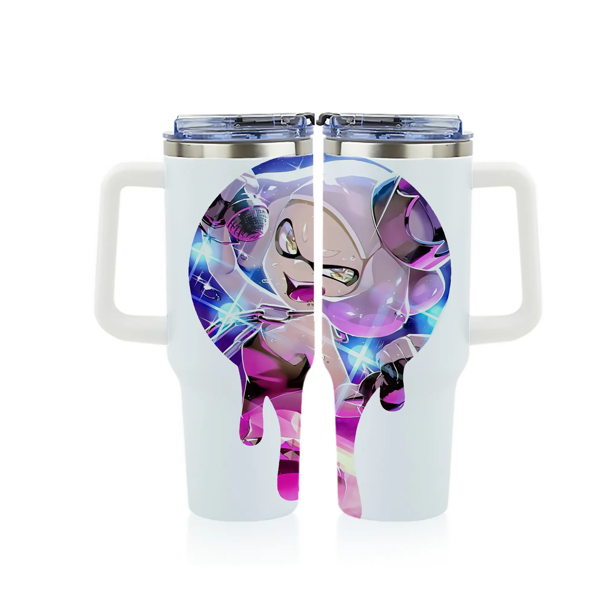 スプラトゥーン グッズ,ヒメ - 1200mL フルプリント車用タンブラー ・ 304ステンレス 内側 ・ 201ステンレス 外側 ・ 保温 保冷 ・ 通勤 ドライブ アウトドア用