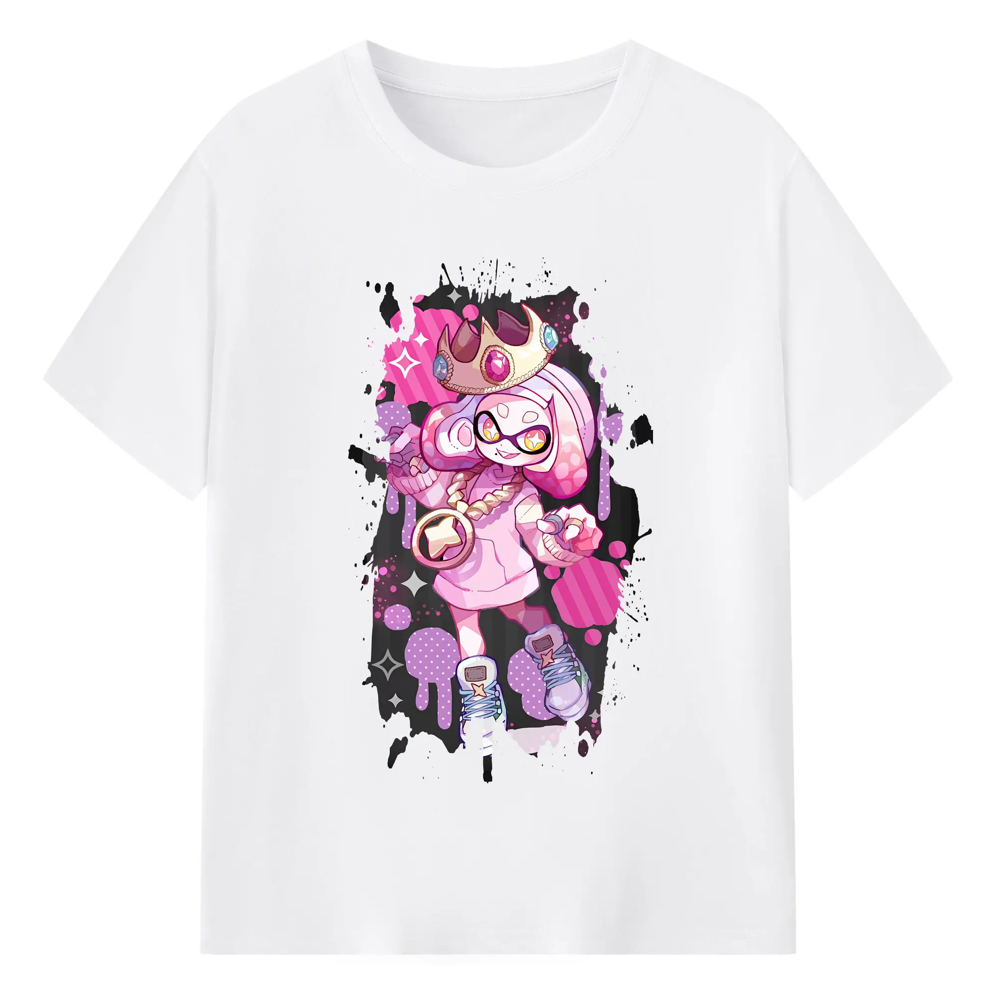 スプラトゥーン グッズ,ヒメ - 綿100％ 半袖Tシャツ ・ フロントプリント ・ 快適 通気性 ・ 日常使い 散歩 スポーツ用