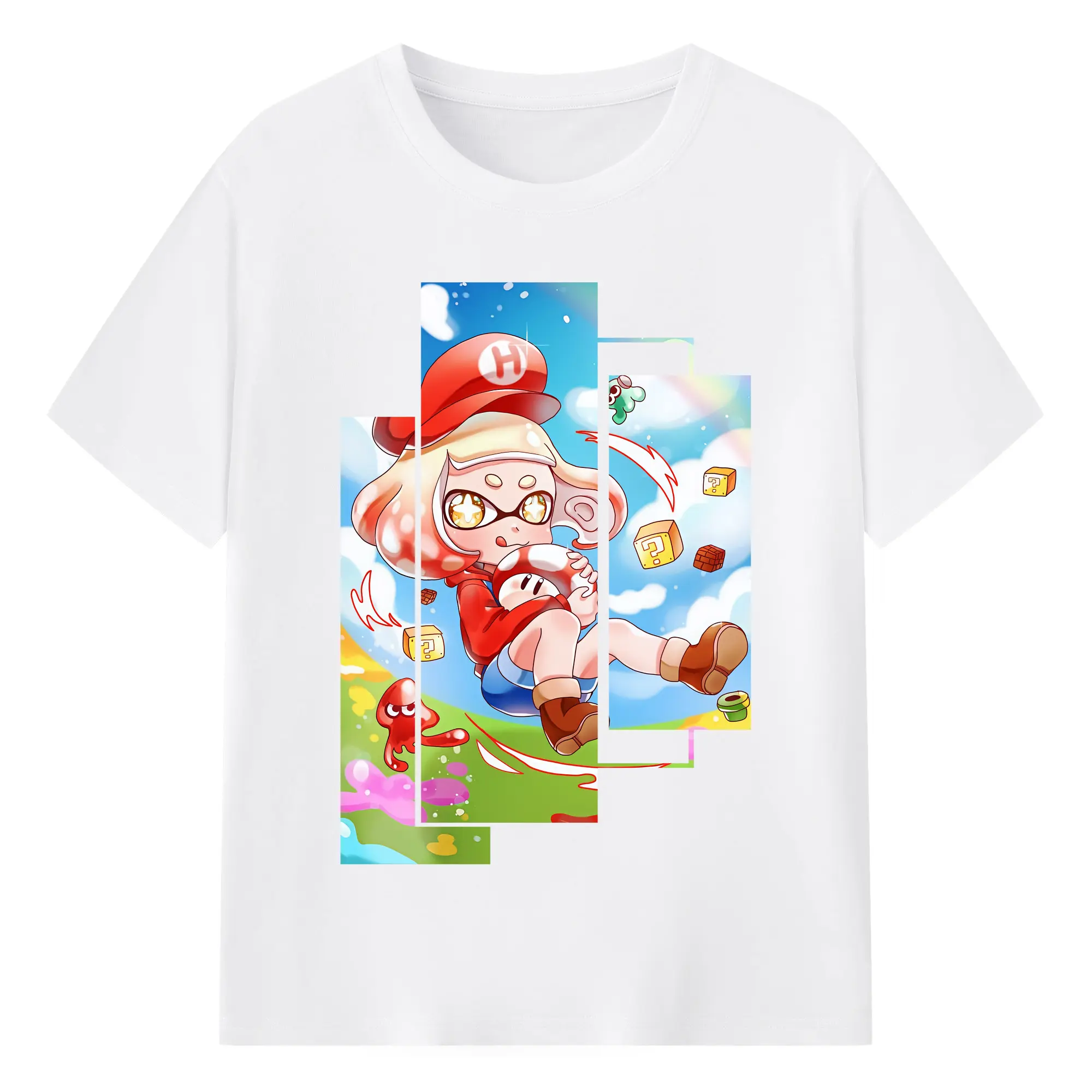 スプラトゥーン グッズ,ヒメ - 綿100％ 半袖Tシャツ ・ フロントプリント ・ 快適 通気性 ・ 日常使い 散歩 スポーツ用