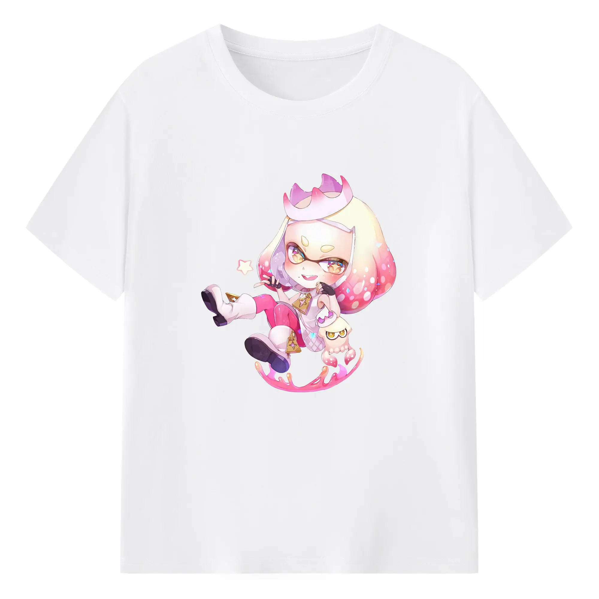 スプラトゥーン グッズ,ヒメ - 綿100％ 半袖Tシャツ ・ フロントプリント ・ 快適 通気性 ・ 日常使い 散歩 スポーツ用
