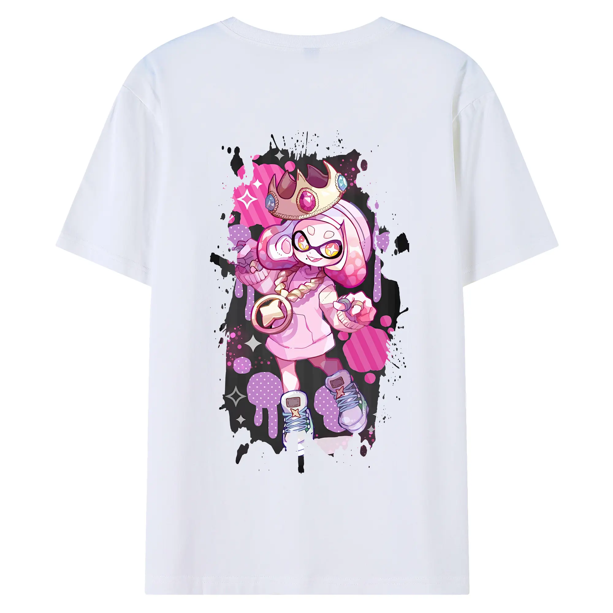スプラトゥーン グッズ,ヒメ - 綿100％ 半袖Tシャツ ・ バックプリント ・ 快適 通気性 ・ 日常使い 散歩 スポーツ用