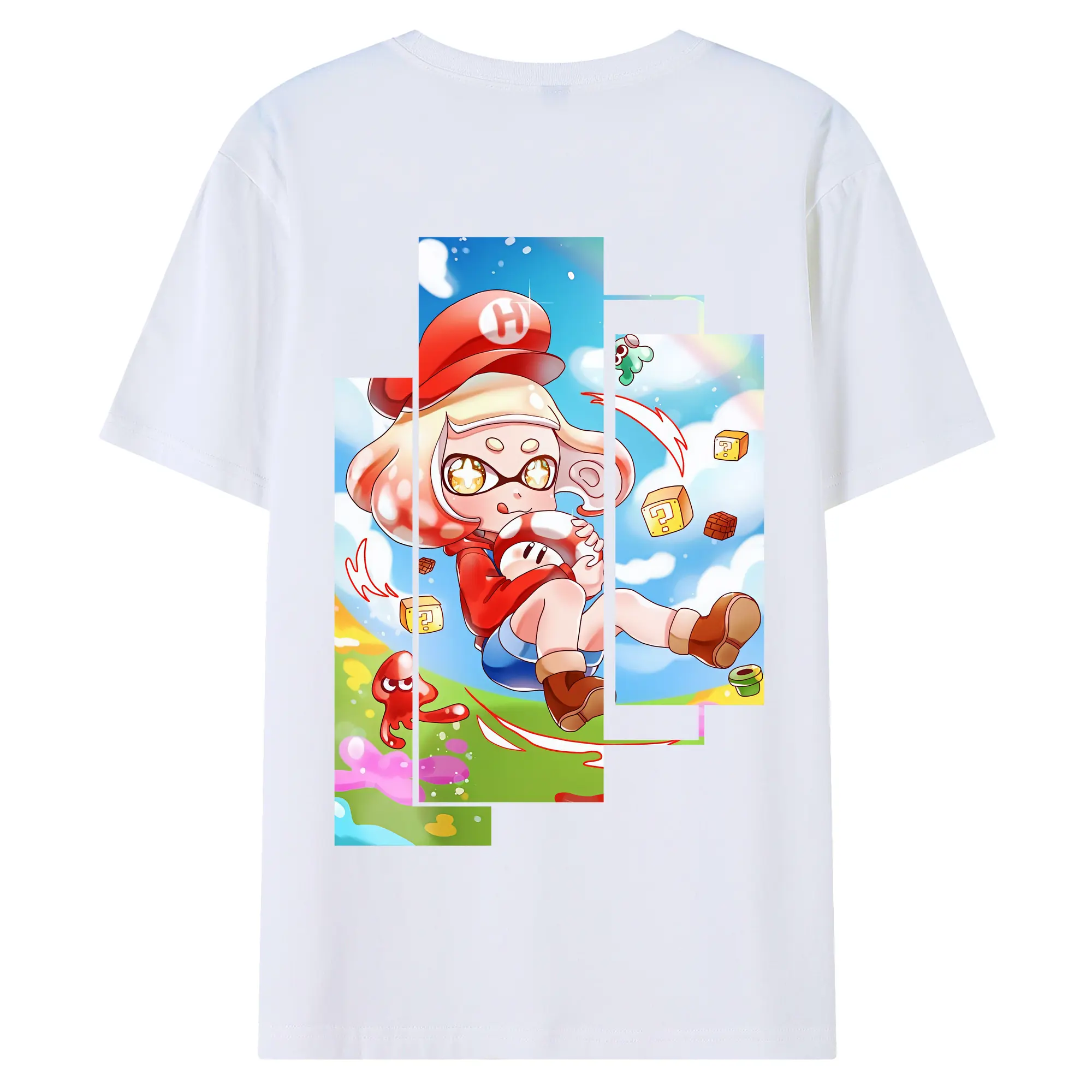 スプラトゥーン グッズ,ヒメ - 綿100％ 半袖Tシャツ ・ バックプリント ・ 快適 通気性 ・ 日常使い 散歩 スポーツ用