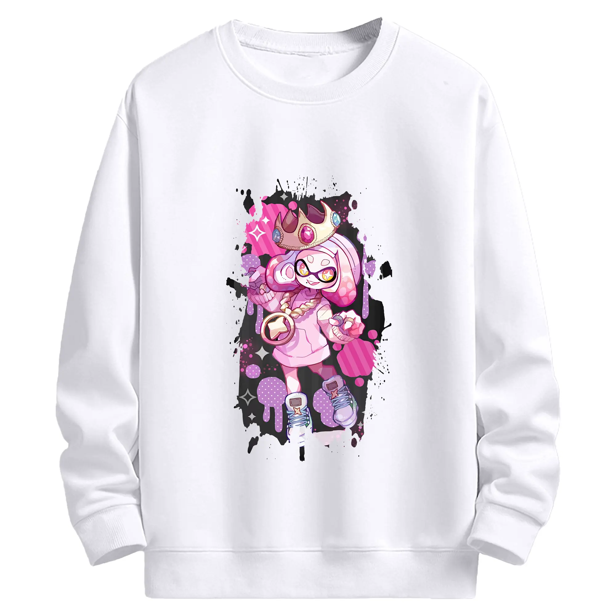 スプラトゥーン グッズ,ヒメ - 高品質 クルーネック スウェット ・ コットン59％ ポリエステル41％ ・ ユニセックス 長袖 トレーナー ・ カジュアル デイリー スポーツ 散歩用