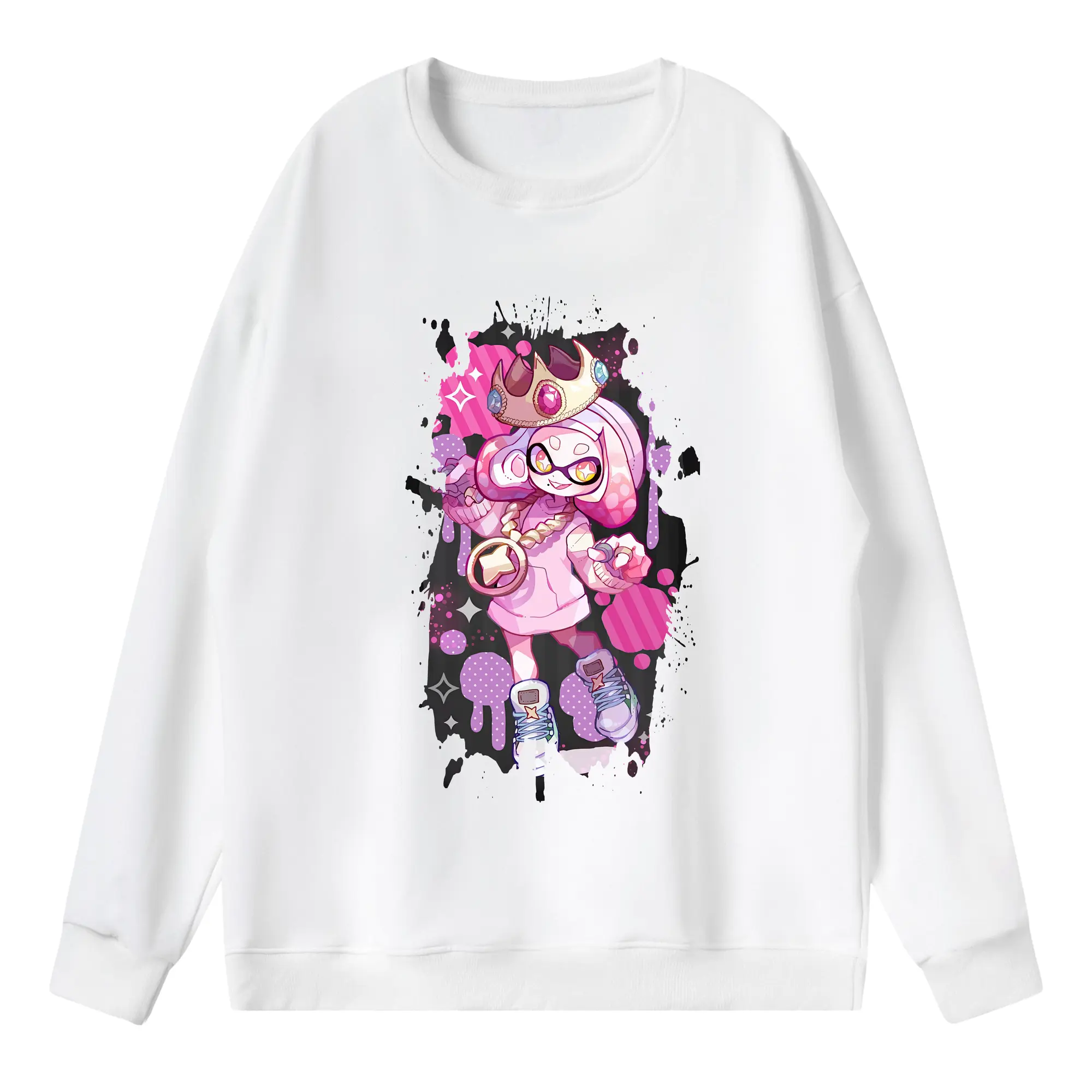 スプラトゥーン グッズ,ヒメ - 薄手 クルーネック スウェット 裏毛260g · ポリエステル 春秋向け カジュアル 男女兼用 · トレーナー デイリー スポーツ 散歩に最適