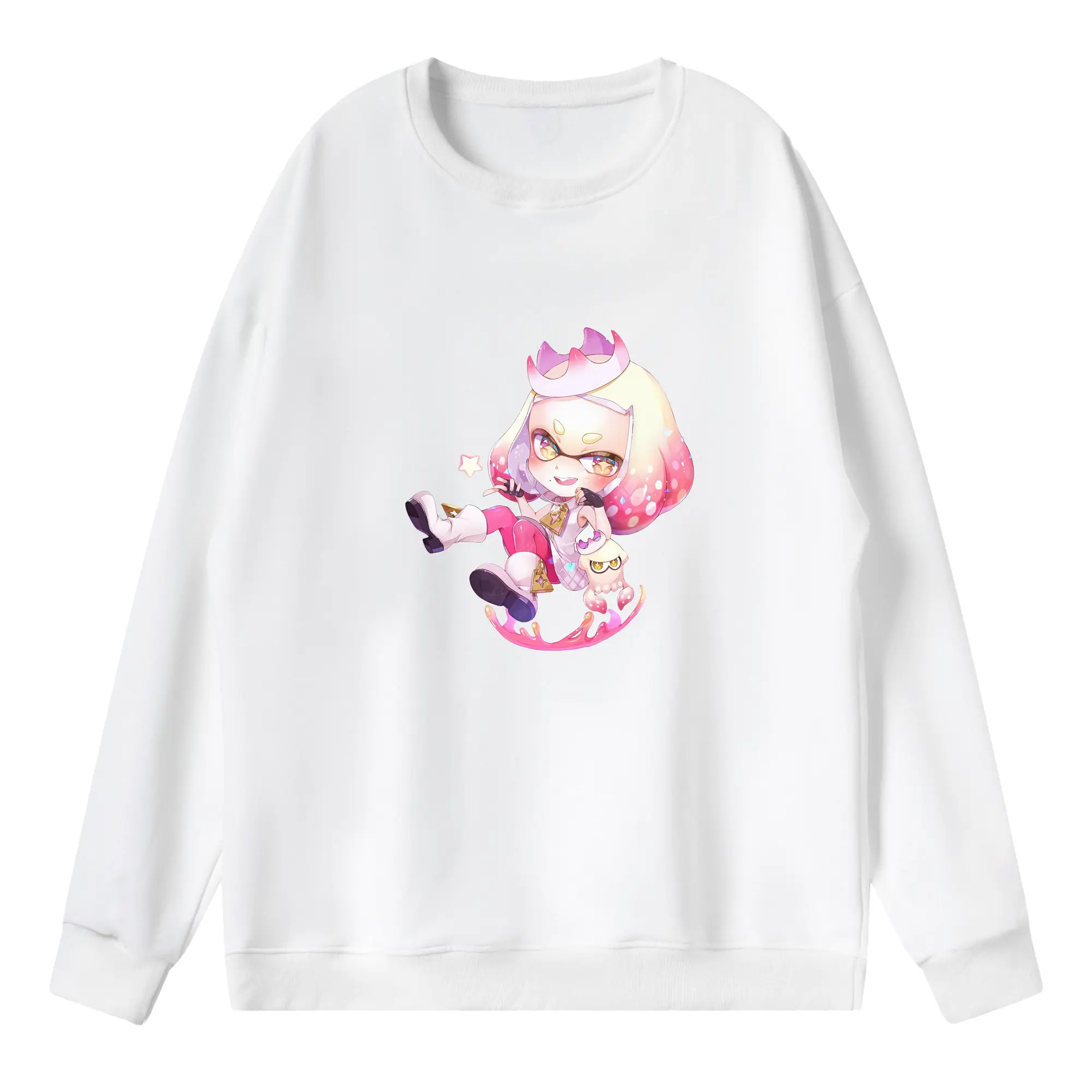 スプラトゥーン グッズ,ヒメ - 薄手 クルーネック スウェット 裏毛260g · ポリエステル 春秋向け カジュアル 男女兼用 · トレーナー デイリー スポーツ 散歩に最適