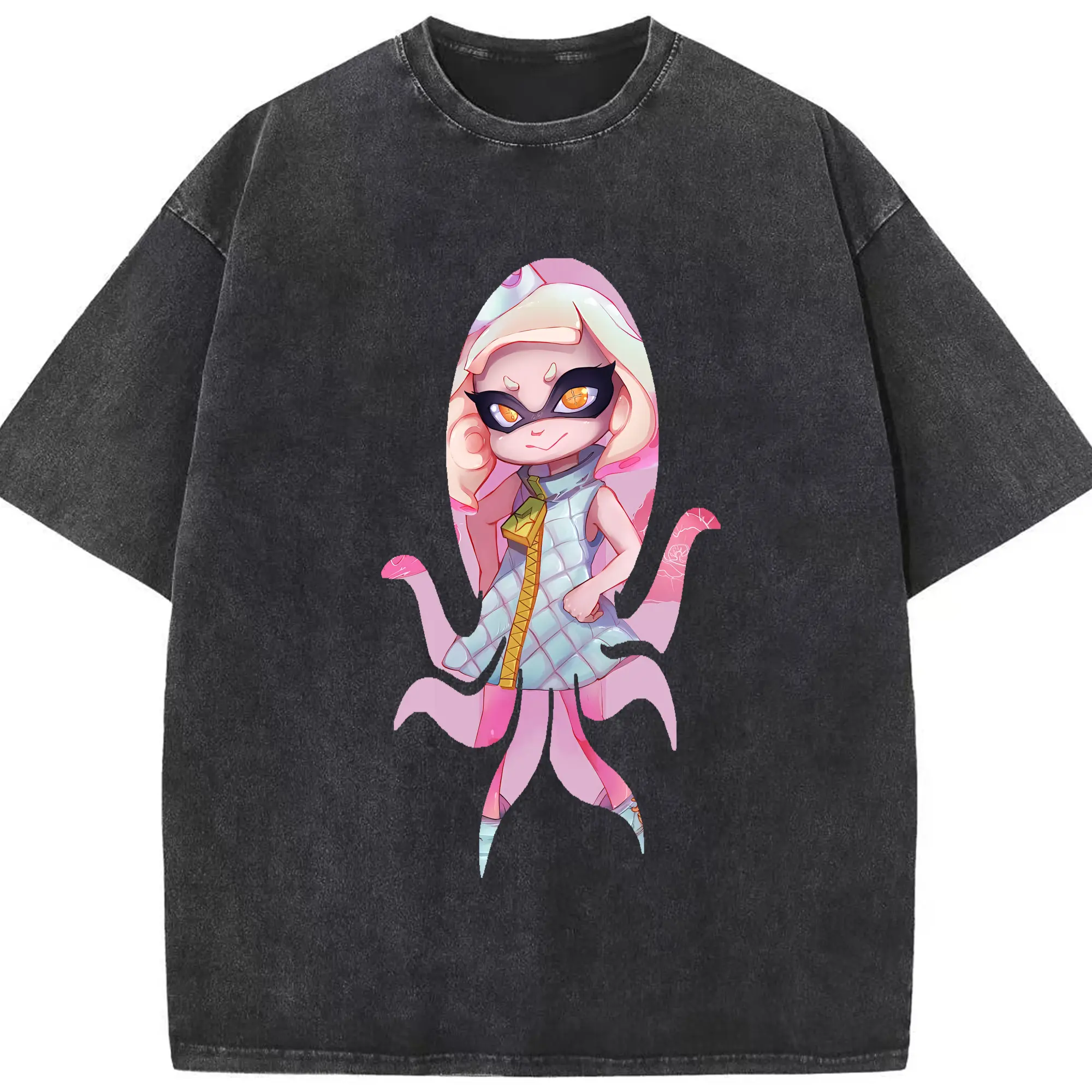 スプラトゥーン グッズ,ヒメ - 綿100％ ヴィンテージ風 半袖Tシャツ ・ フロントプリント ・ 柔らか肌触り ・ 通気性 快適 ・ スポーツ カジュアル 外出用