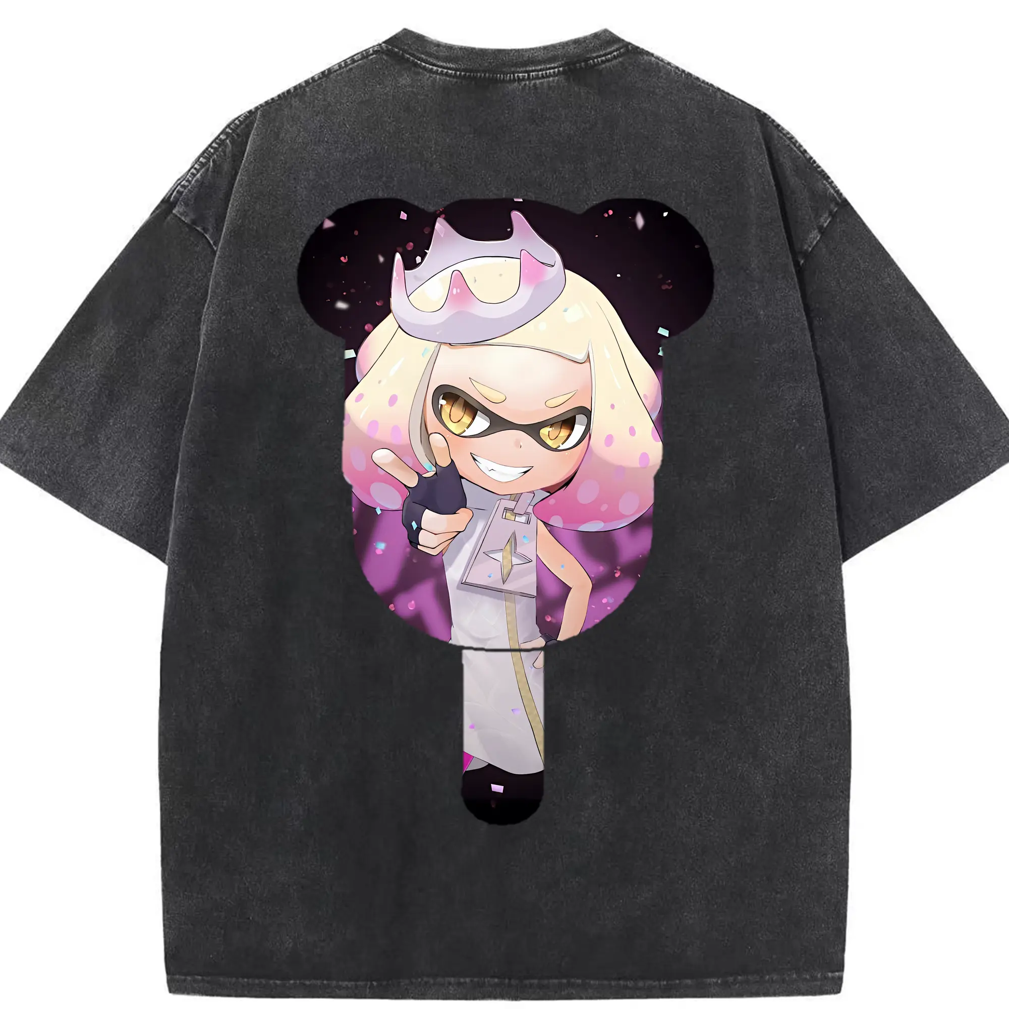 スプラトゥーン グッズ,ヒメ - 綿100％ ヴィンテージ風 半袖Tシャツ ・ 背面プリント ・ 柔らか肌触り ・ 通気性 快適 ・ スポーツ カジュアル 外出用