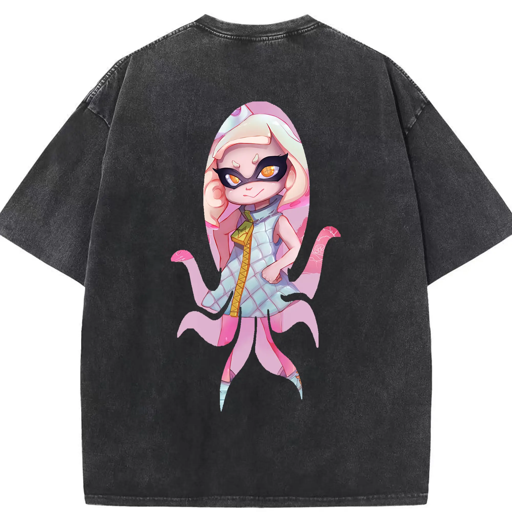 スプラトゥーン グッズ,ヒメ - 綿100％ ヴィンテージ風 半袖Tシャツ ・ 背面プリント ・ 柔らか肌触り ・ 通気性 快適 ・ スポーツ カジュアル 外出用