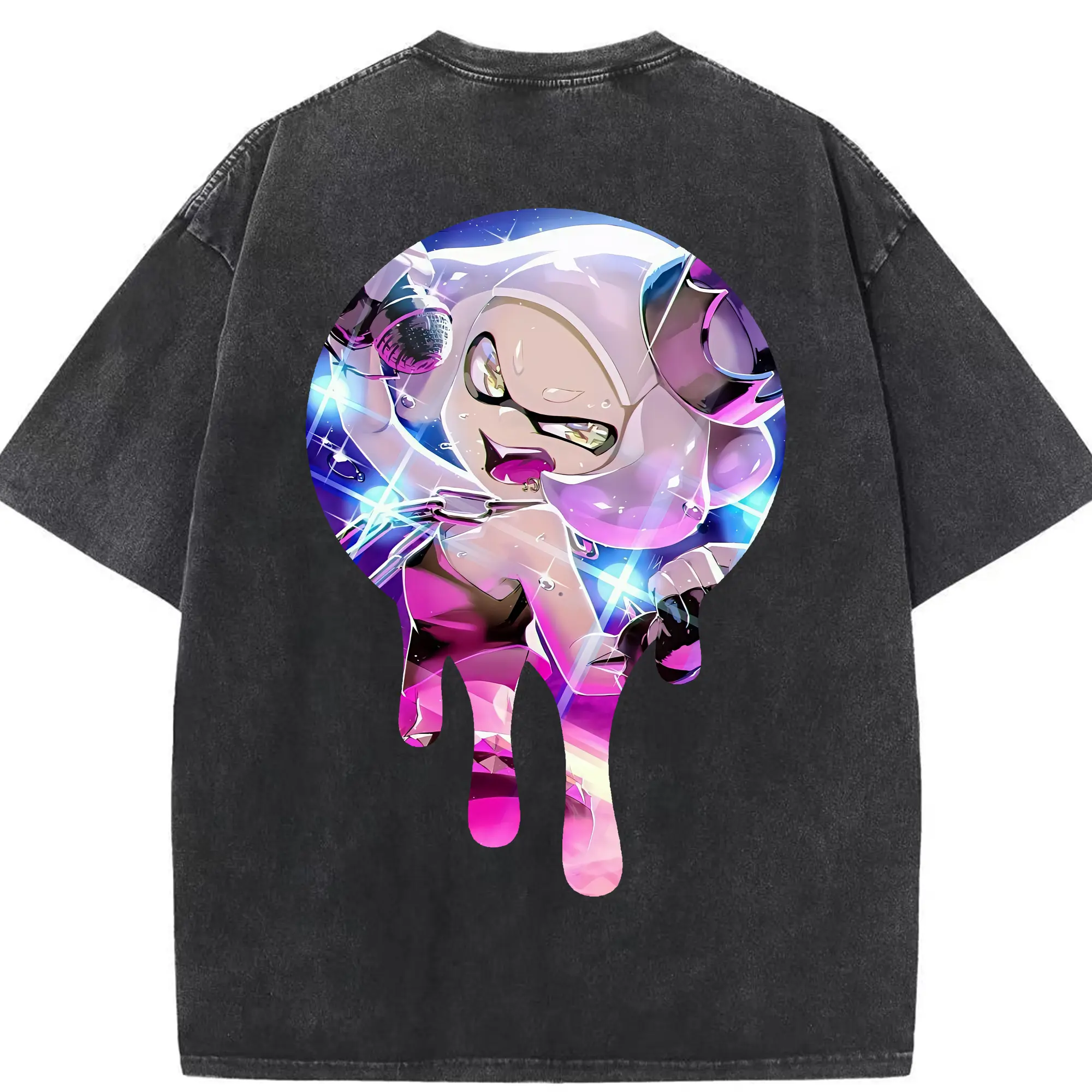 スプラトゥーン グッズ,ヒメ - 綿100％ ヴィンテージ風 半袖Tシャツ ・ 背面プリント ・ 柔らか肌触り ・ 通気性 快適 ・ スポーツ カジュアル 外出用