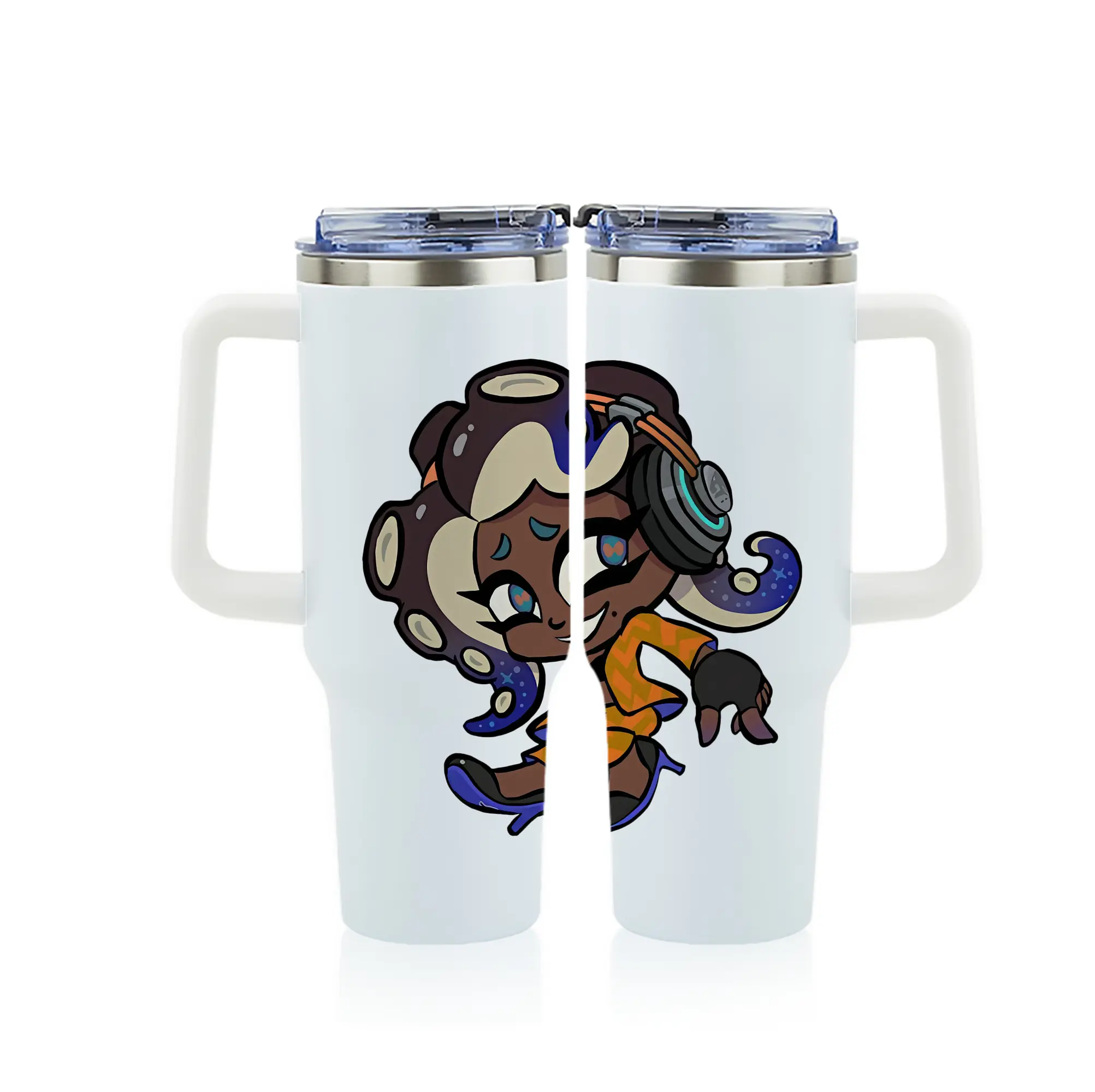 スプラトゥーン グッズ,イイダ - 1200mL フルプリント車用タンブラー ・ 304ステンレス 内側 ・ 201ステンレス 外側 ・ 保温 保冷 ・ 通勤 ドライブ アウトドア用