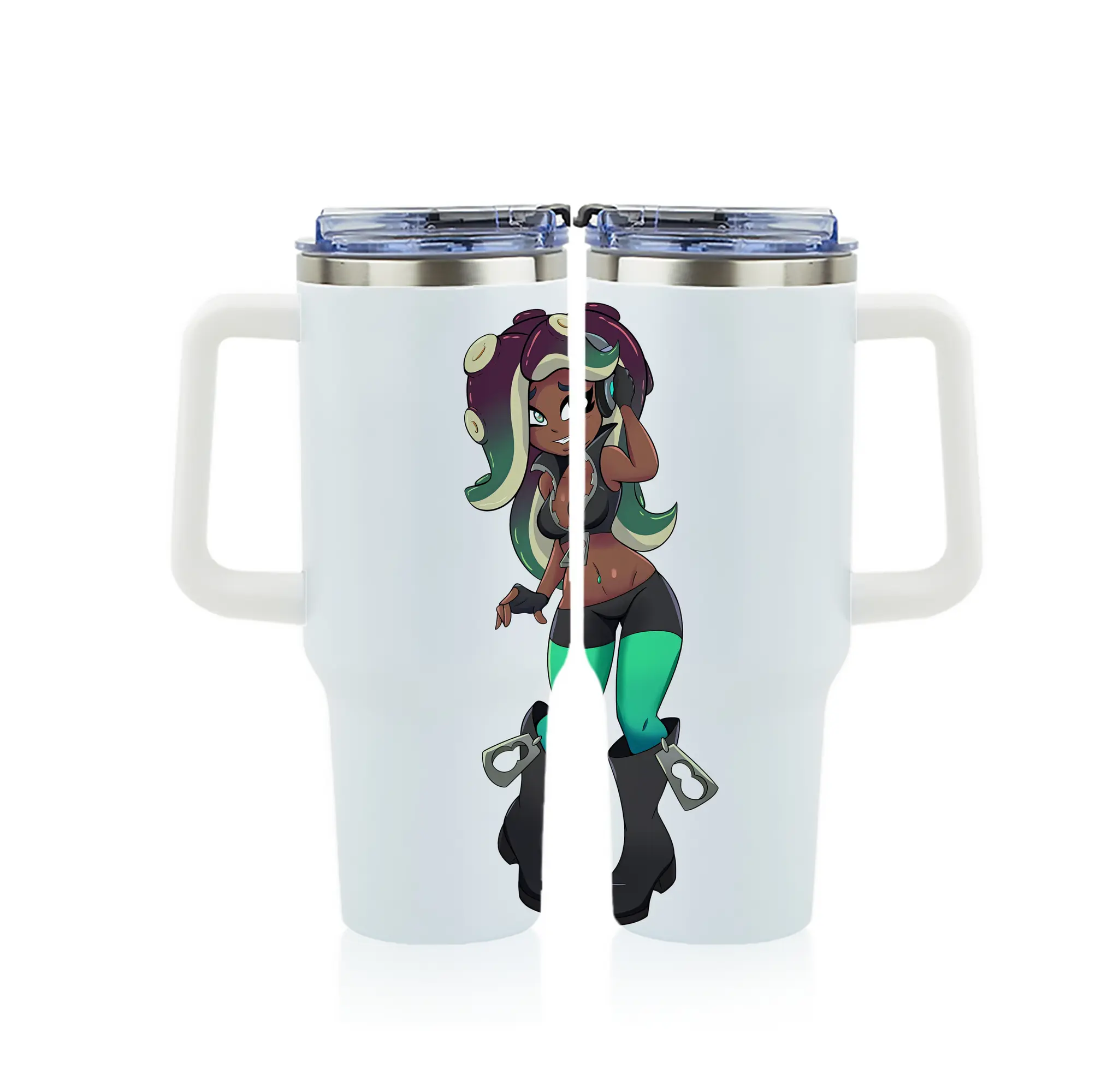 スプラトゥーン グッズ,イイダ - 1200mL フルプリント車用タンブラー ・ 304ステンレス 内側 ・ 201ステンレス 外側 ・ 保温 保冷 ・ 通勤 ドライブ アウトドア用