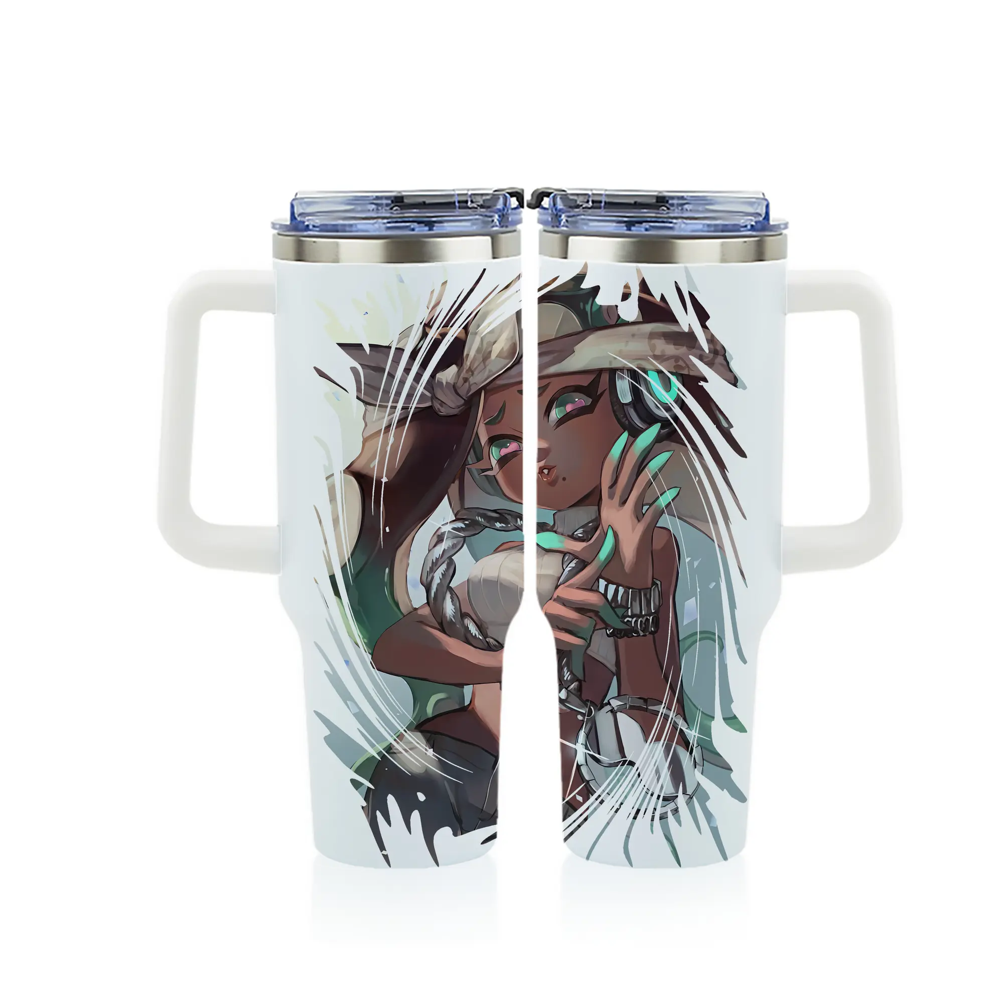 スプラトゥーン グッズ,イイダ - 1200mL フルプリント車用タンブラー ・ 304ステンレス 内側 ・ 201ステンレス 外側 ・ 保温 保冷 ・ 通勤 ドライブ アウトドア用