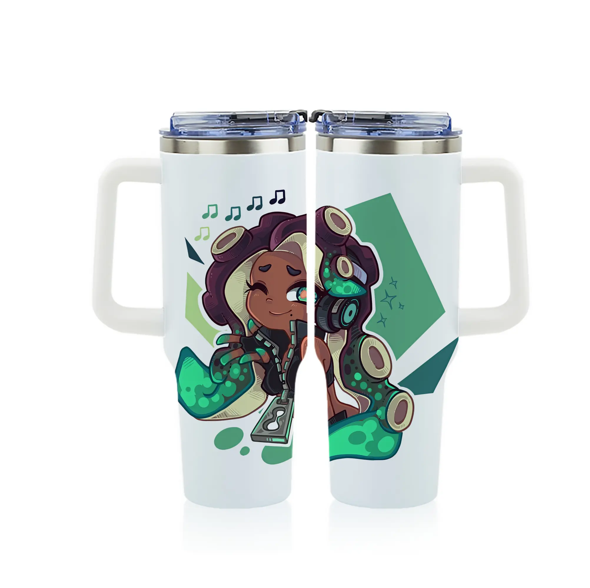 スプラトゥーン グッズ,イイダ - 1200mL フルプリント車用タンブラー ・ 304ステンレス 内側 ・ 201ステンレス 外側 ・ 保温 保冷 ・ 通勤 ドライブ アウトドア用