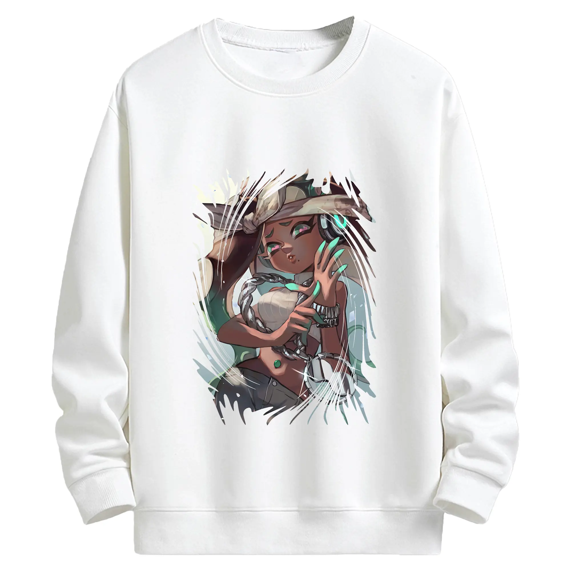 スプラトゥーン グッズ,イイダ - キッズ クルーネックスウェットシャツ ・ フロントプリント ・ 綿80％ ポリエステル20％ ・ 快適 通学 スポーツ 日常使い お散歩用