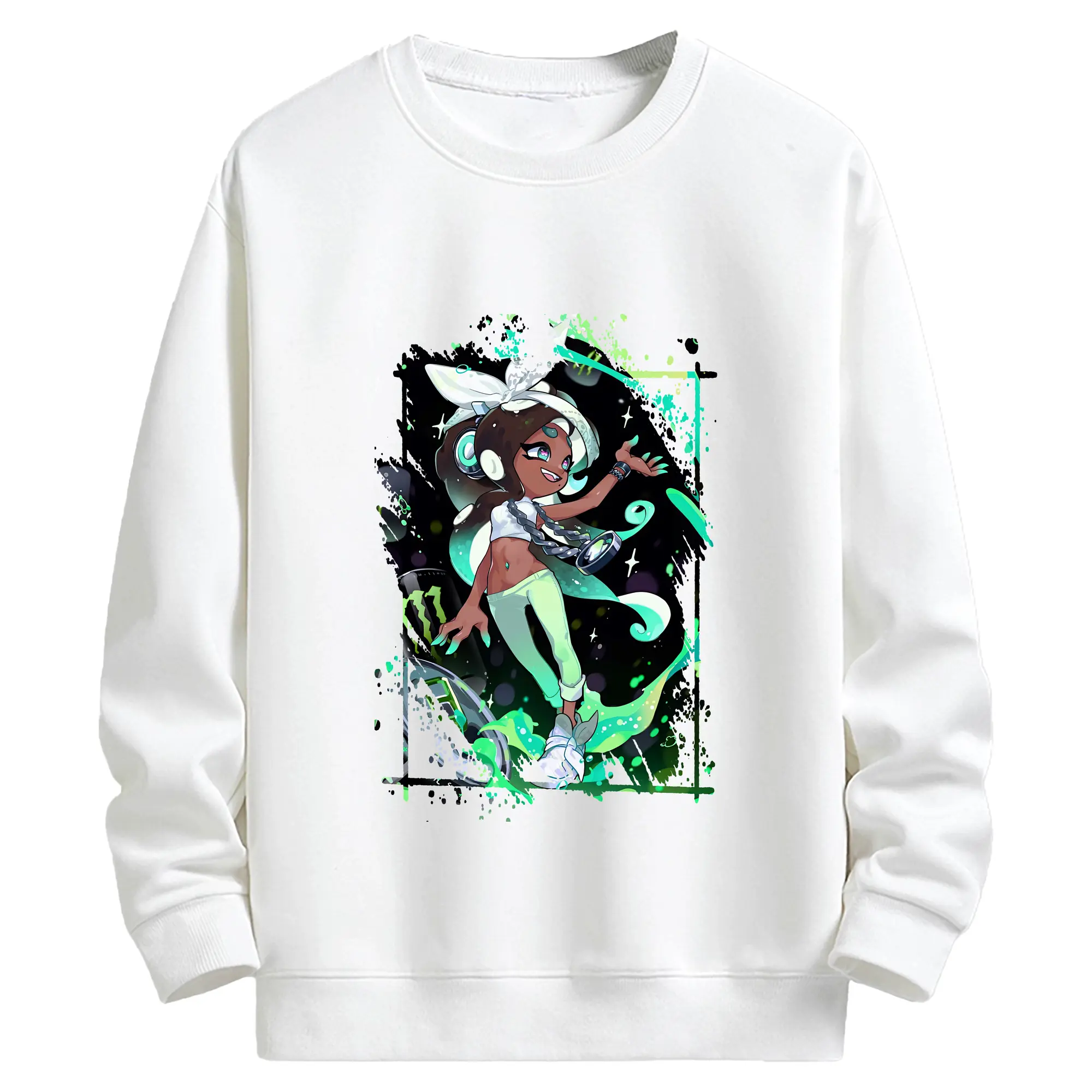 スプラトゥーン グッズ,イイダ - キッズ クルーネックスウェットシャツ ・ フロントプリント ・ 綿80％ ポリエステル20％ ・ 快適 通学 スポーツ 日常使い お散歩用