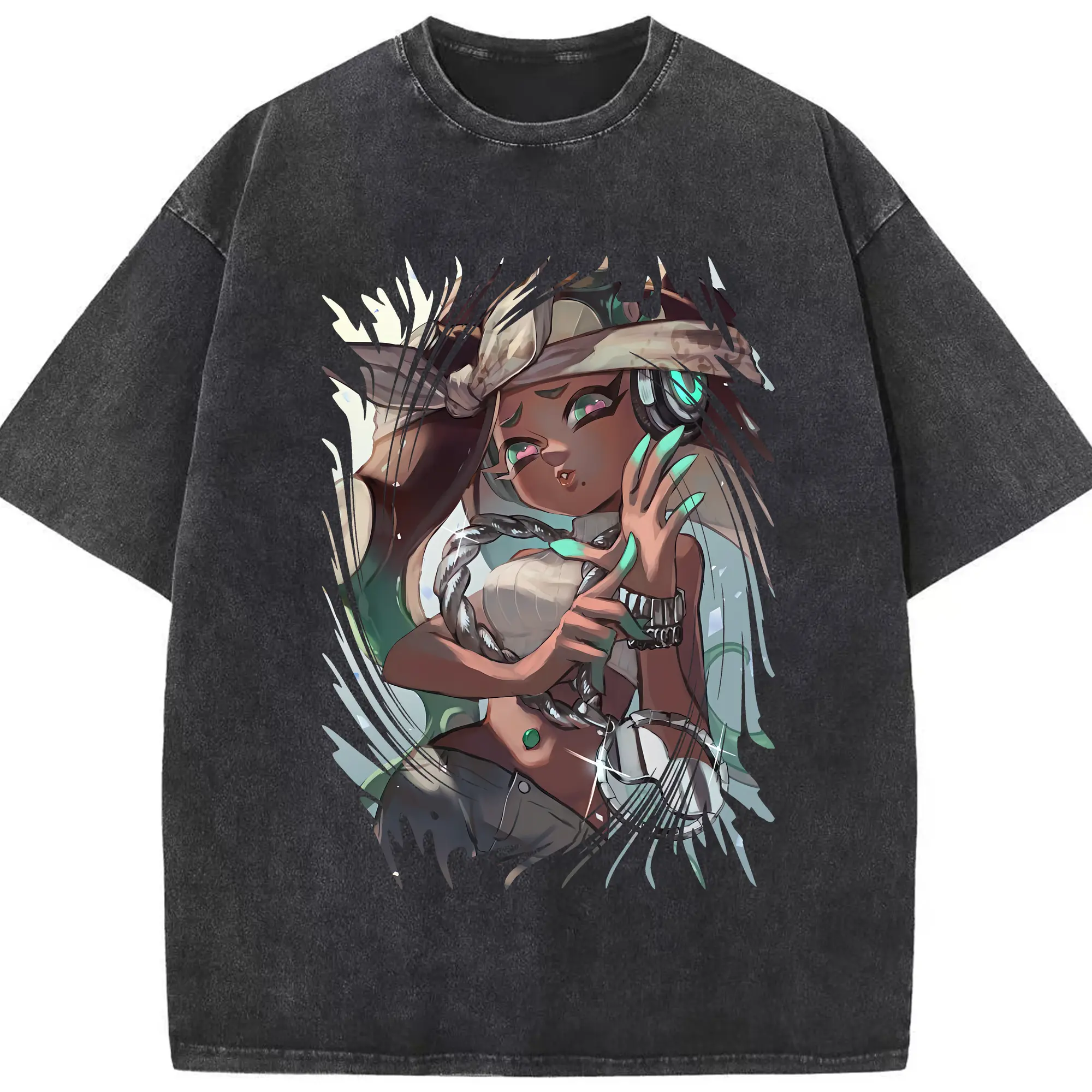 スプラトゥーン グッズ,イイダ - 綿100％ ヴィンテージ風 半袖Tシャツ ・ フロントプリント ・ 柔らか肌触り ・ 通気性 快適 ・ スポーツ カジュアル 外出用