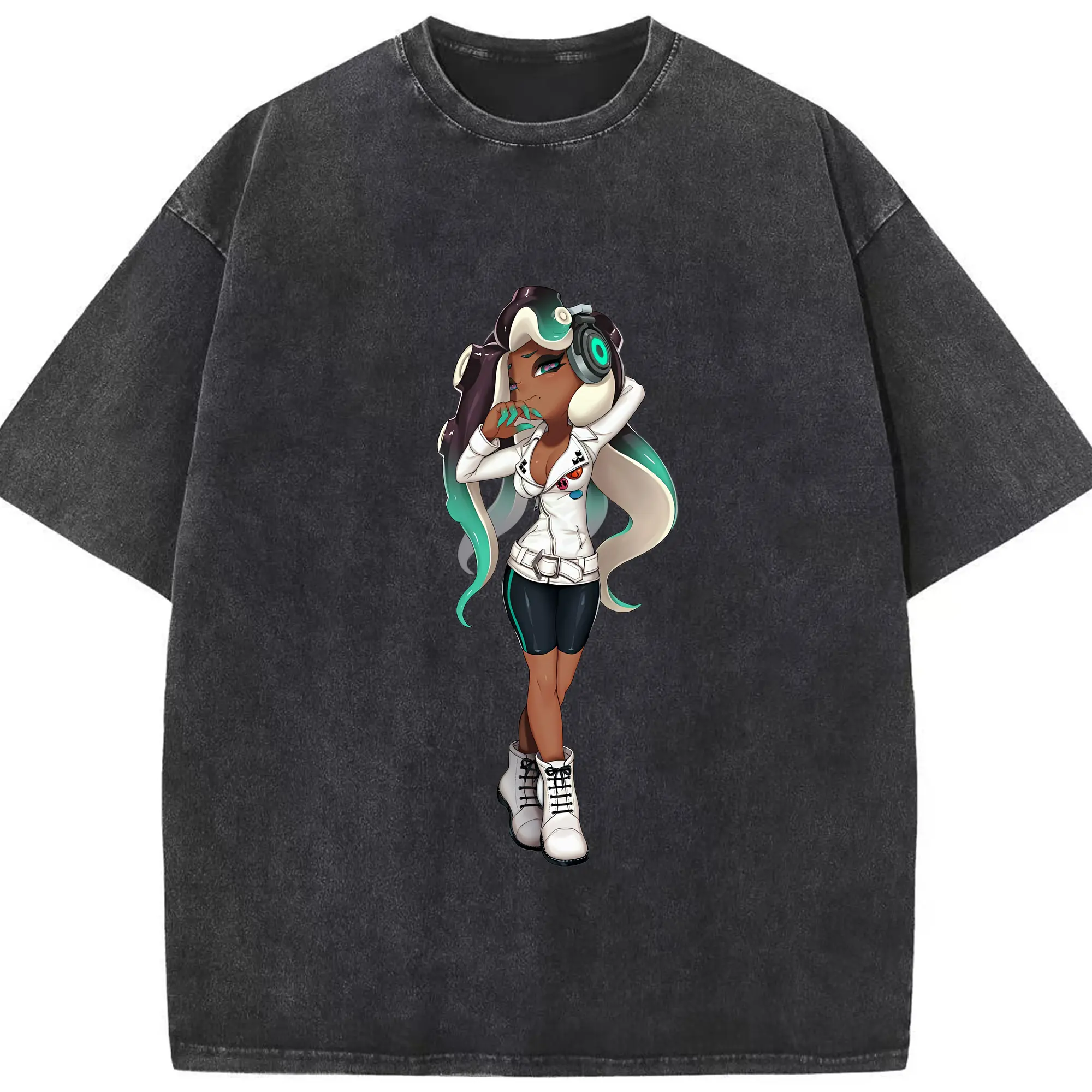 スプラトゥーン グッズ,イイダ - 綿100％ ヴィンテージ風 半袖Tシャツ ・ フロントプリント ・ 柔らか肌触り ・ 通気性 快適 ・ スポーツ カジュアル 外出用
