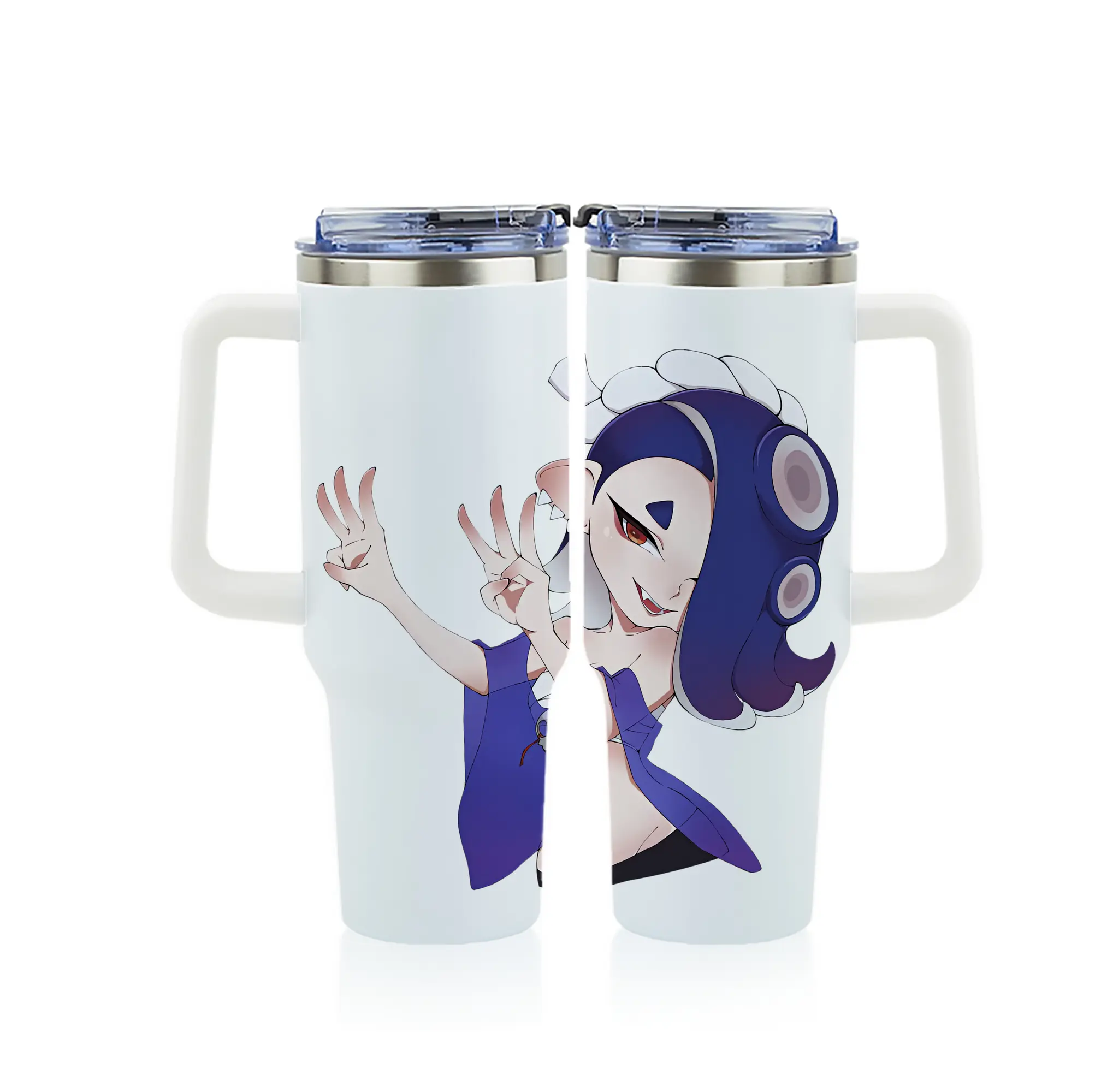 スプラトゥーン グッズ,フウカ - 1200mL フルプリント車用タンブラー ・ 304ステンレス 内側 ・ 201ステンレス 外側 ・ 保温 保冷 ・ 通勤 ドライブ アウトドア用