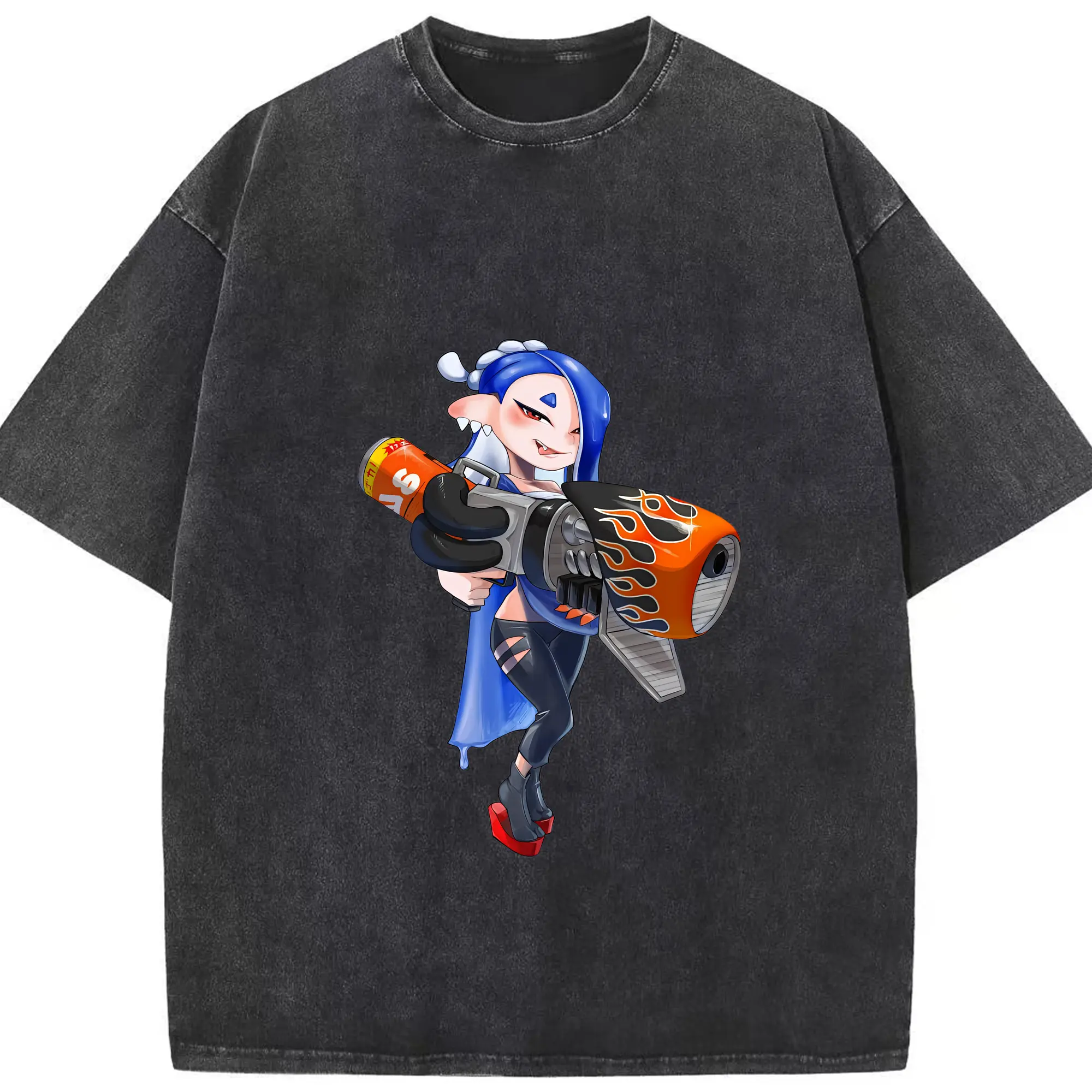 スプラトゥーン グッズ,フウカ - 綿100％ ヴィンテージ風 半袖Tシャツ ・ フロントプリント ・ 柔らか肌触り ・ 通気性 快適 ・ スポーツ カジュアル 外出用