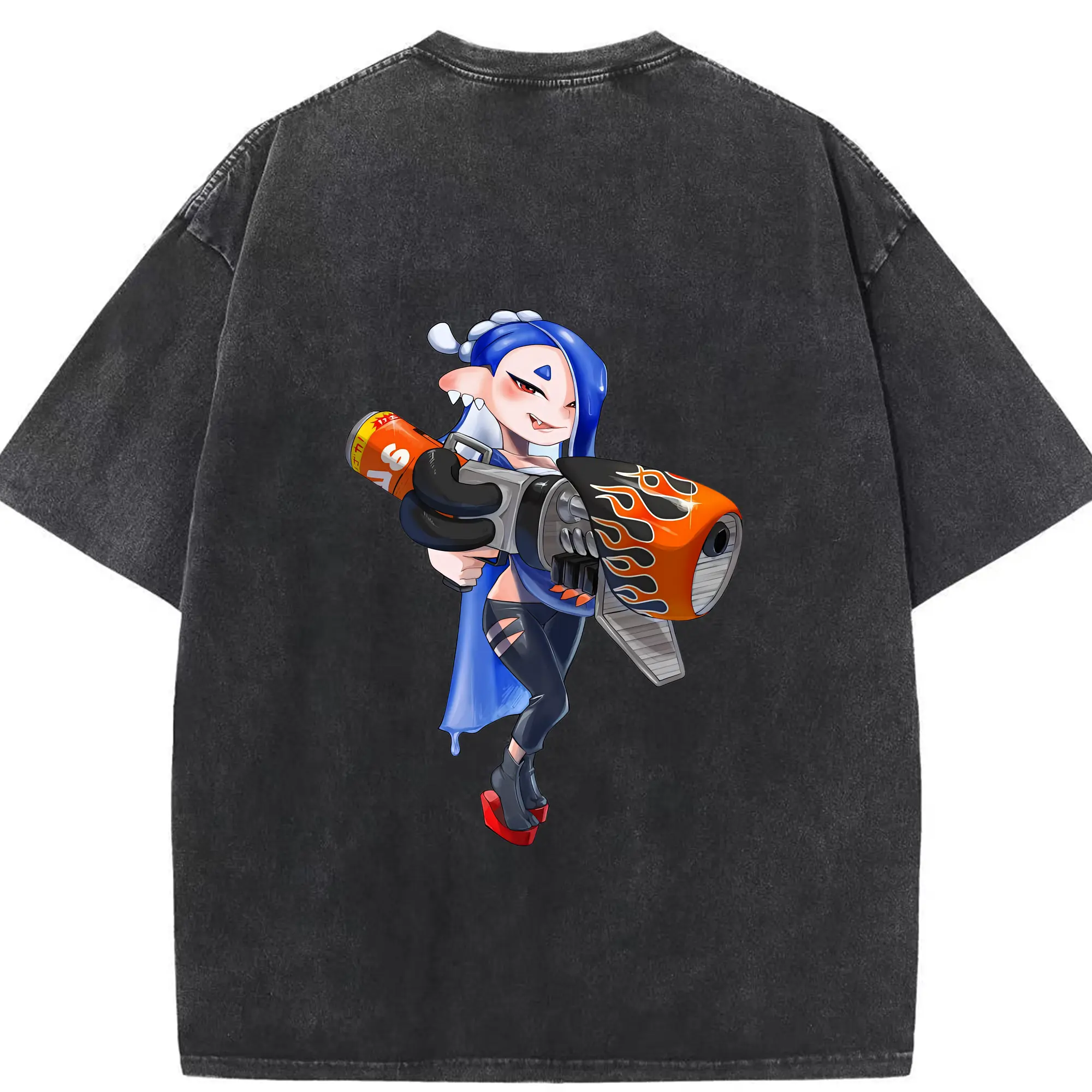 スプラトゥーン グッズ,フウカ - 綿100％ ヴィンテージ風 半袖Tシャツ ・ 背面プリント ・ 柔らか肌触り ・ 通気性 快適 ・ スポーツ カジュアル 外出用
