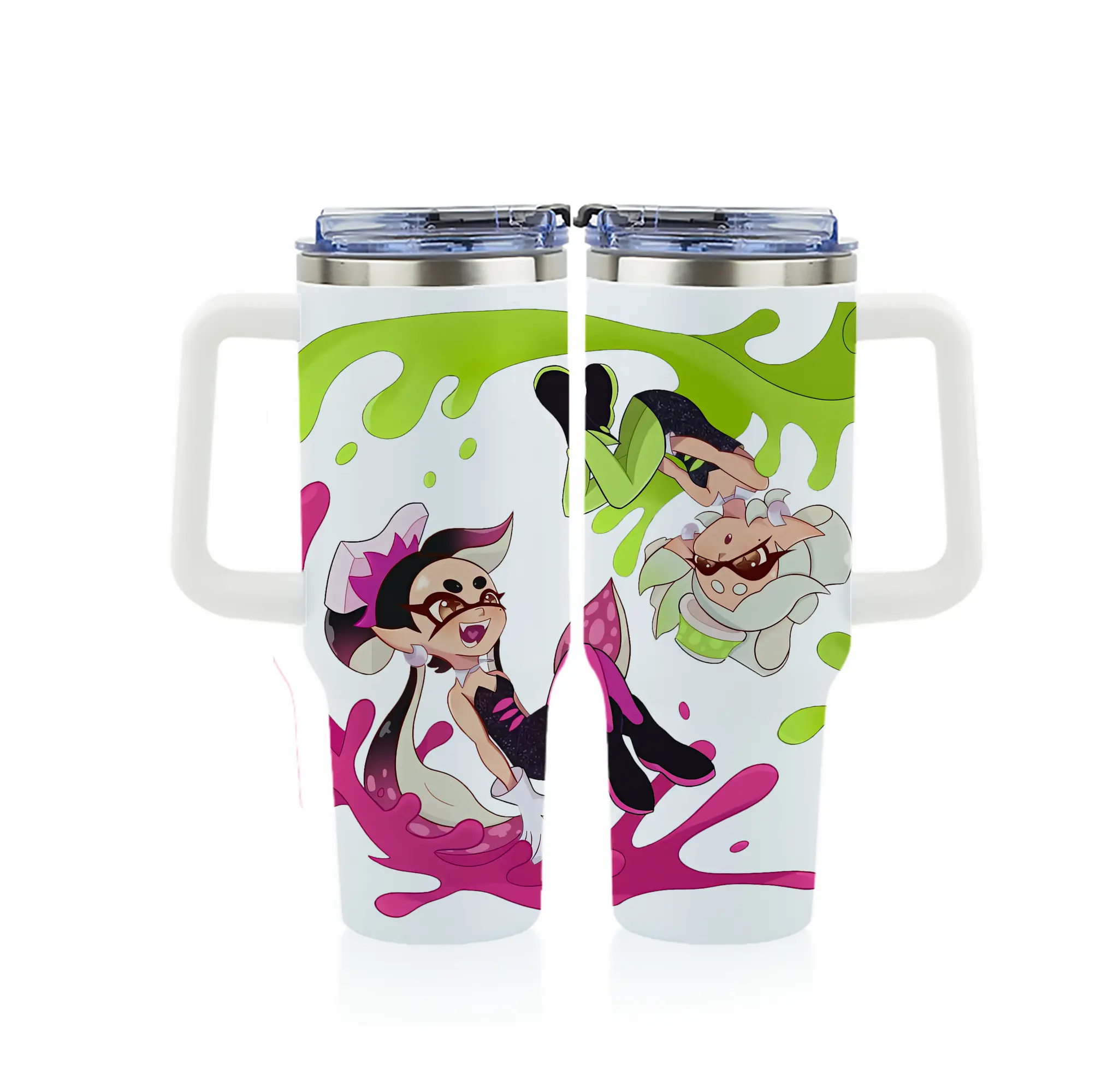 スプラトゥーン グッズ,シオカラーズ - 1200mL フルプリント車用タンブラー ・ 304ステンレス 内側 ・ 201ステンレス 外側 ・ 保温 保冷 ・ 通勤 ドライブ アウトドア用