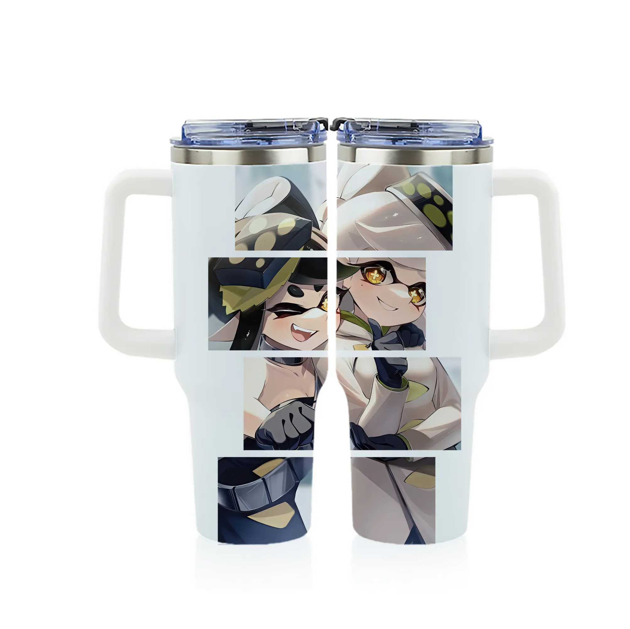 スプラトゥーン グッズ,シオカラーズ - 1200mL フルプリント車用タンブラー ・ 304ステンレス 内側 ・ 201ステンレス 外側 ・ 保温 保冷 ・ 通勤 ドライブ アウトドア用