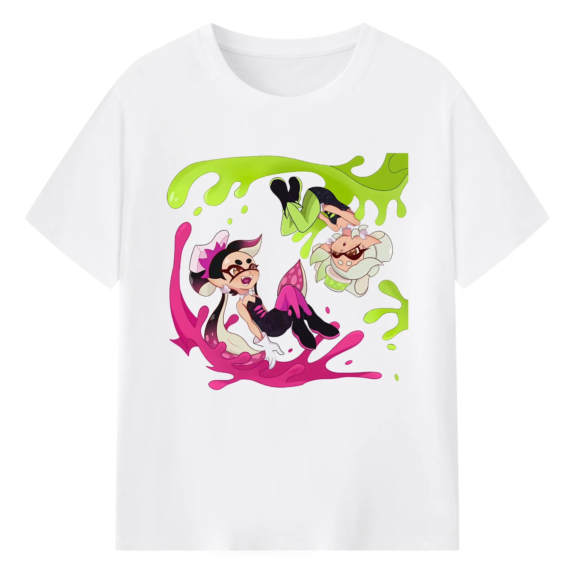 スプラトゥーン グッズ,シオカラーズ - 綿100％ 半袖Tシャツ ・ フロントプリント ・ 快適 通気性 ・ 日常使い 散歩 スポーツ用