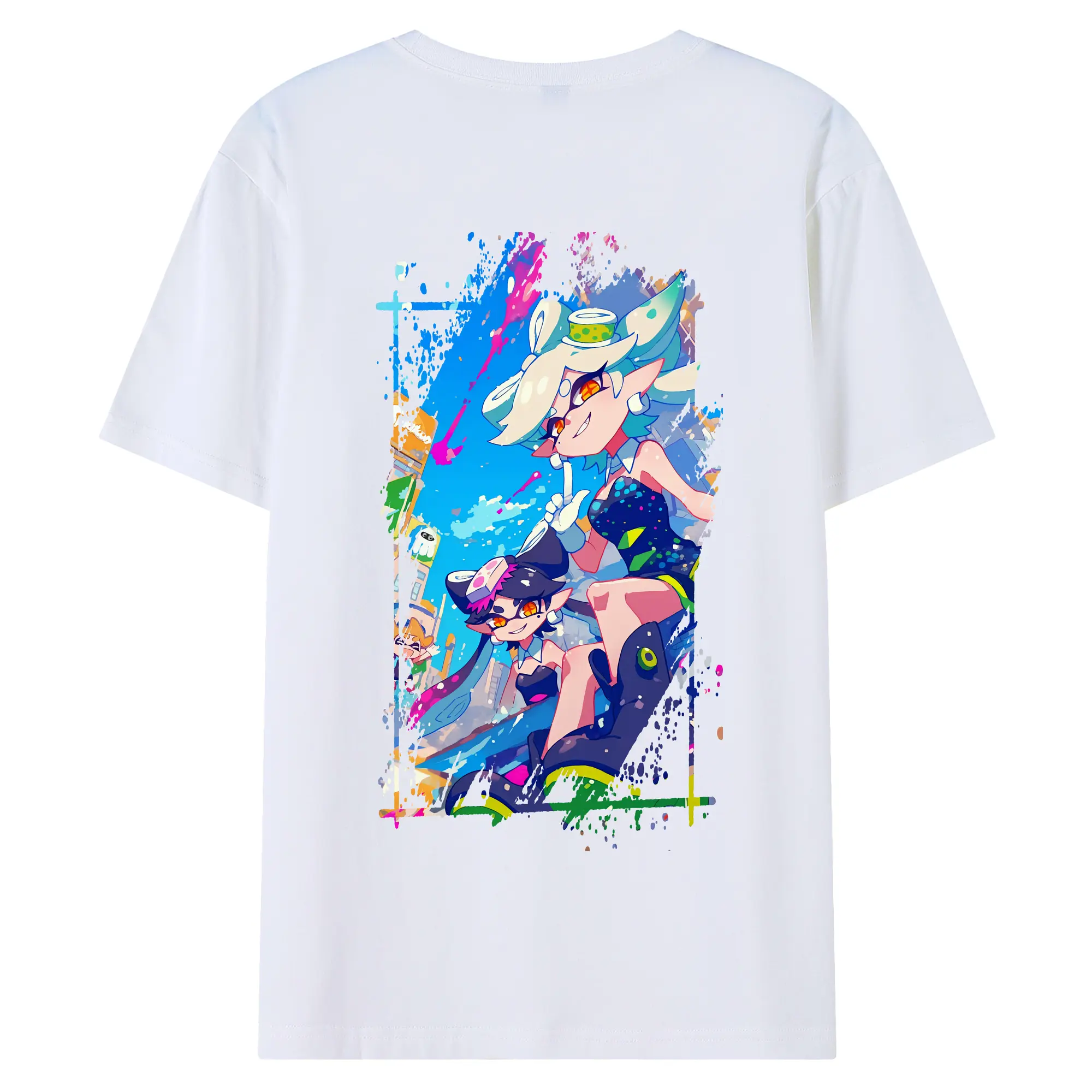 スプラトゥーン グッズ,シオカラーズ - 綿100％ 半袖Tシャツ ・ バックプリント ・ 快適 通気性 ・ 日常使い 散歩 スポーツ用