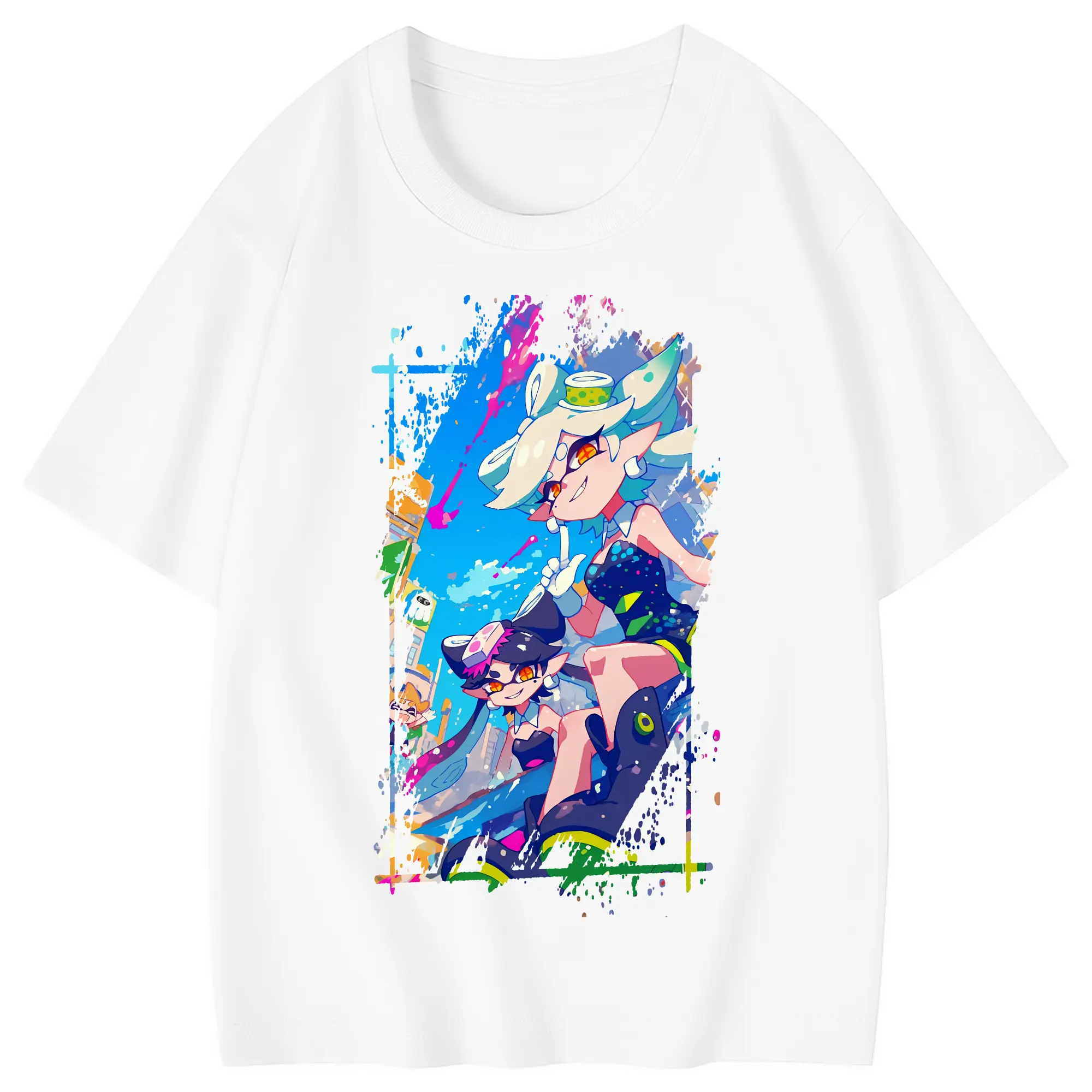 スプラトゥーン グッズ,シオカラーズ - 綿100％ キッズTシャツ ・ フロントプリント ・ 快適 通気性 ・ スポーツ カジュアル 散歩用