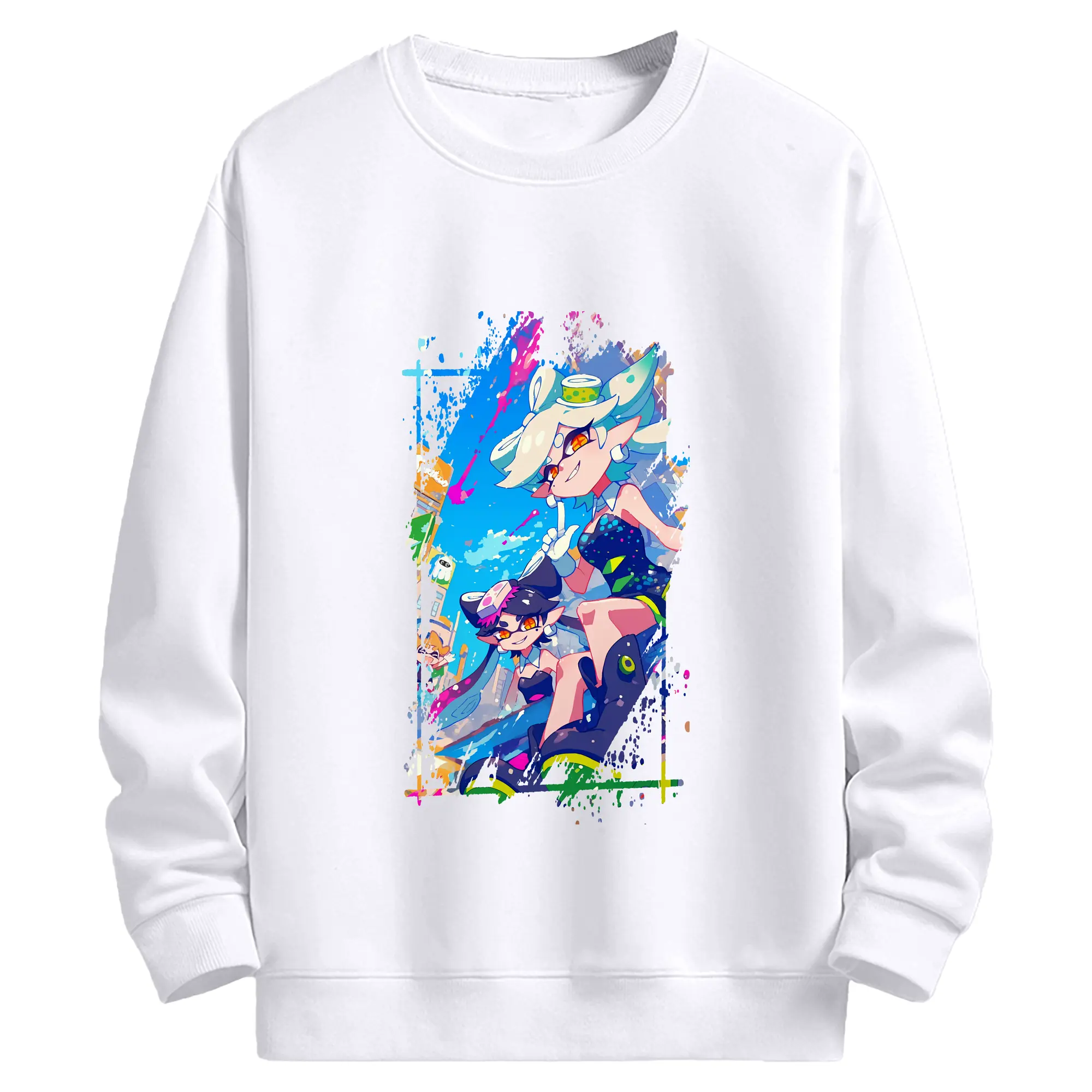 スプラトゥーン グッズ,シオカラーズ - 高品質 クルーネック スウェット ・ コットン59％ ポリエステル41％ ・ ユニセックス 長袖 トレーナー ・ カジュアル デイリー スポーツ 散歩用