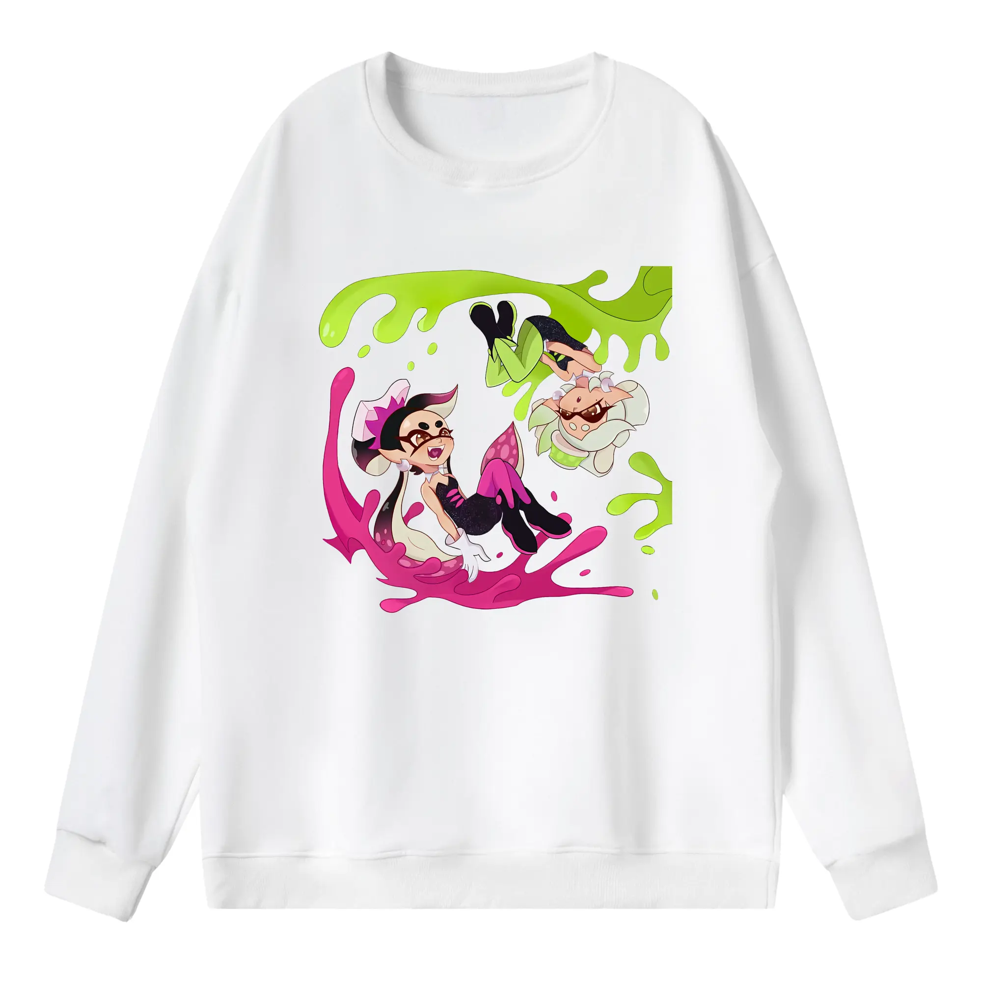 スプラトゥーン グッズ,シオカラーズ - 薄手 クルーネック スウェット 裏毛260g · ポリエステル 春秋向け カジュアル 男女兼用 · トレーナー デイリー スポーツ 散歩に最適