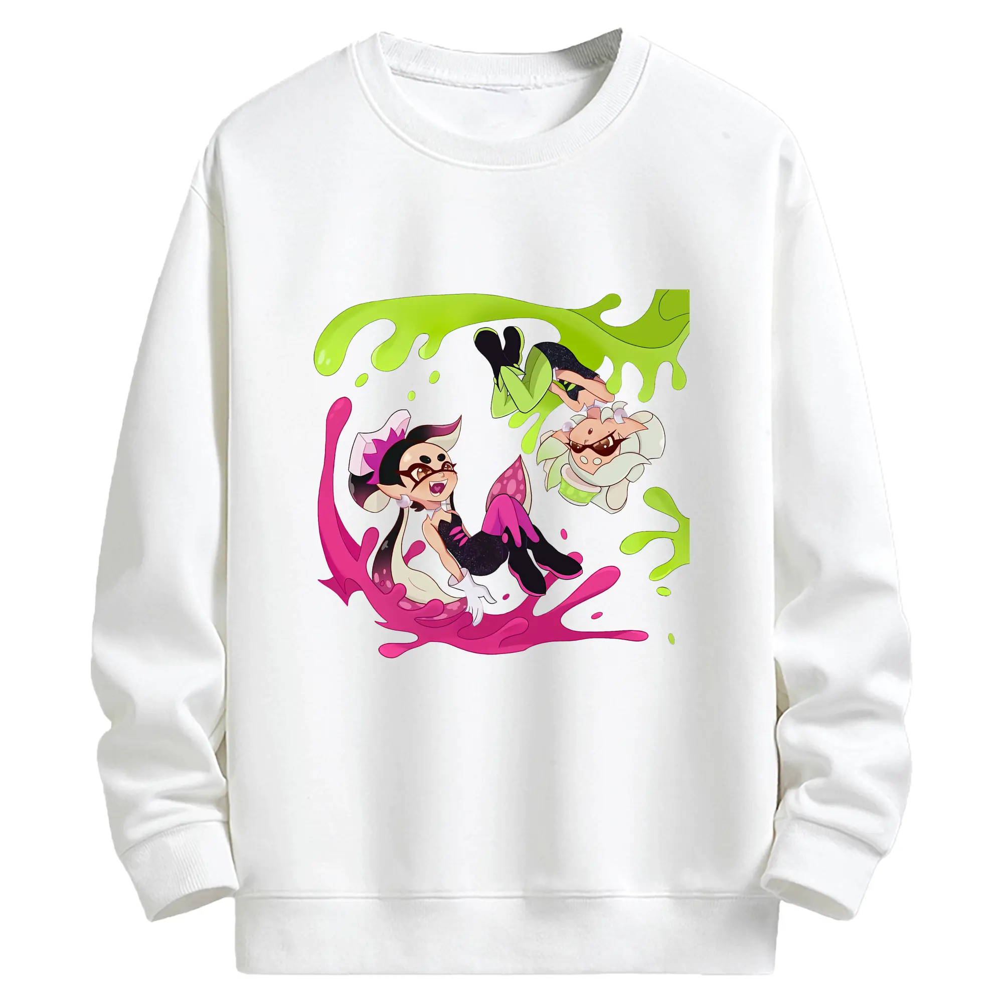 スプラトゥーン グッズ,シオカラーズ - キッズ クルーネックスウェットシャツ ・ フロントプリント ・ 綿80％ ポリエステル20％ ・ 快適 通学 スポーツ 日常使い お散歩用