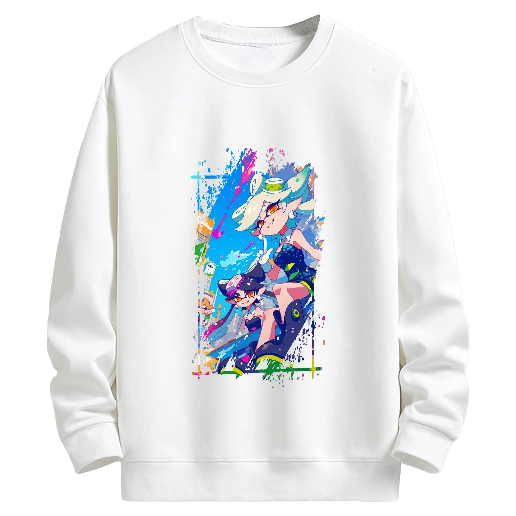 スプラトゥーン グッズ,シオカラーズ - キッズ クルーネックスウェットシャツ ・ フロントプリント ・ 綿80％ ポリエステル20％ ・ 快適 通学 スポーツ 日常使い お散歩用