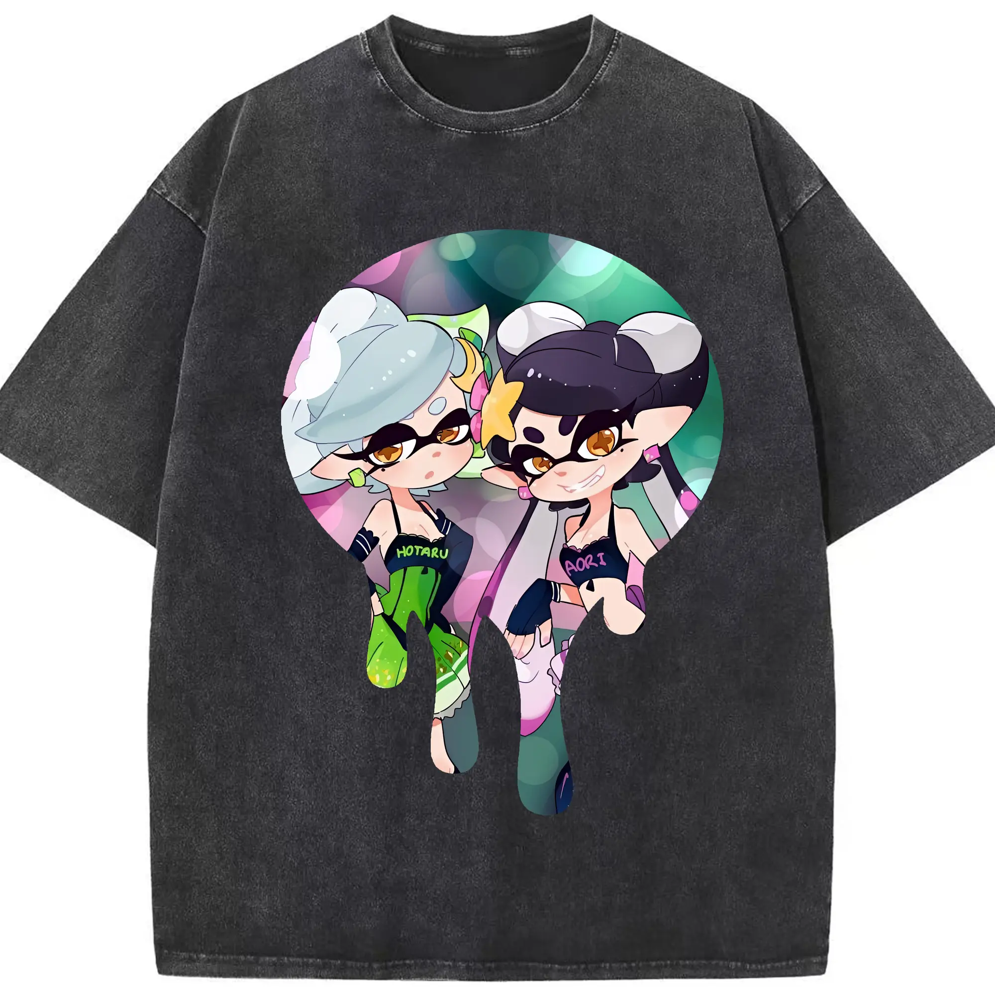 スプラトゥーン グッズ,シオカラーズ - 綿100％ ヴィンテージ風 半袖Tシャツ ・ フロントプリント ・ 柔らか肌触り ・ 通気性 快適 ・ スポーツ カジュアル 外出用