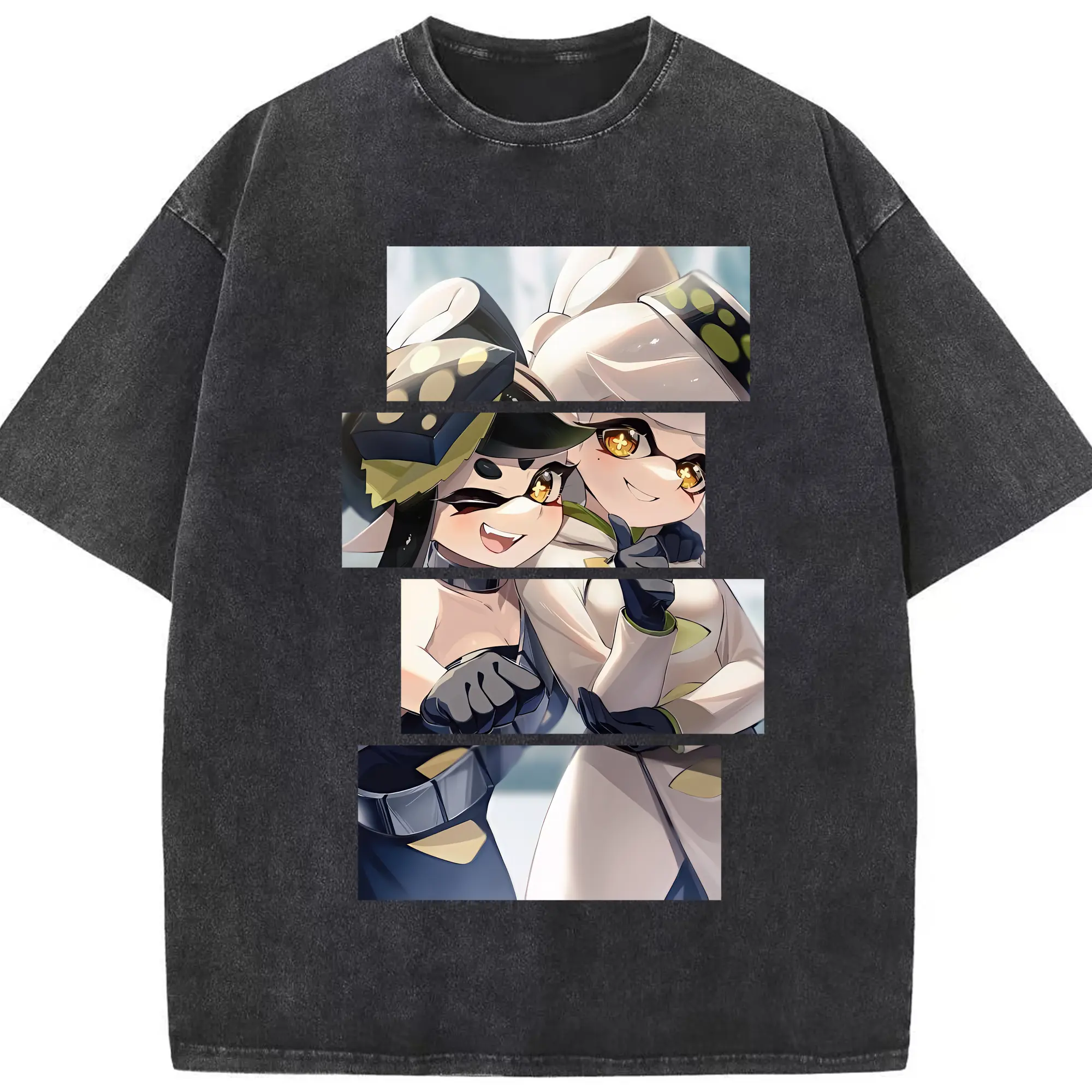 スプラトゥーン グッズ,シオカラーズ - 綿100％ ヴィンテージ風 半袖Tシャツ ・ フロントプリント ・ 柔らか肌触り ・ 通気性 快適 ・ スポーツ カジュアル 外出用