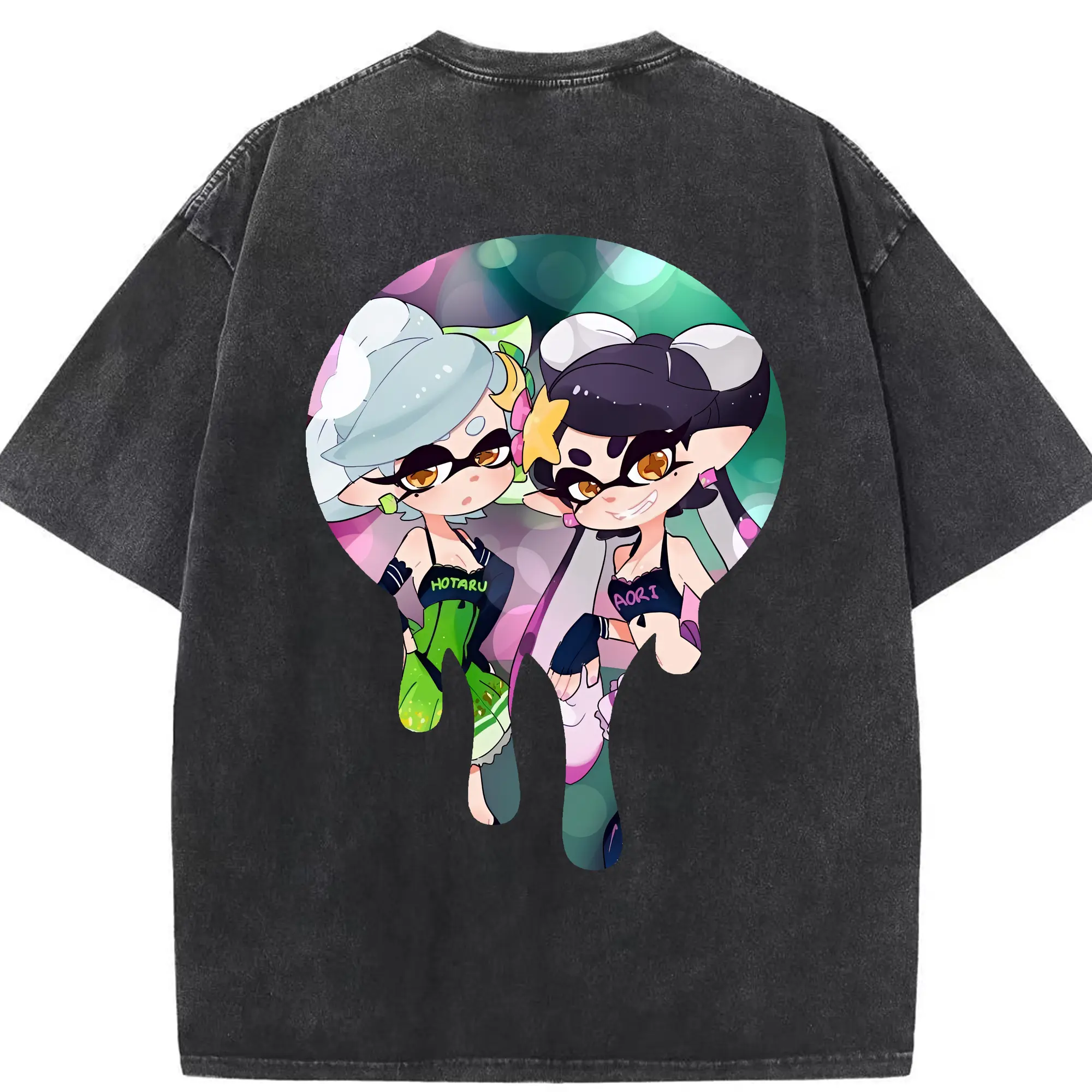 スプラトゥーン グッズ,シオカラーズ - 綿100％ ヴィンテージ風 半袖Tシャツ ・ 背面プリント ・ 柔らか肌触り ・ 通気性 快適 ・ スポーツ カジュアル 外出用