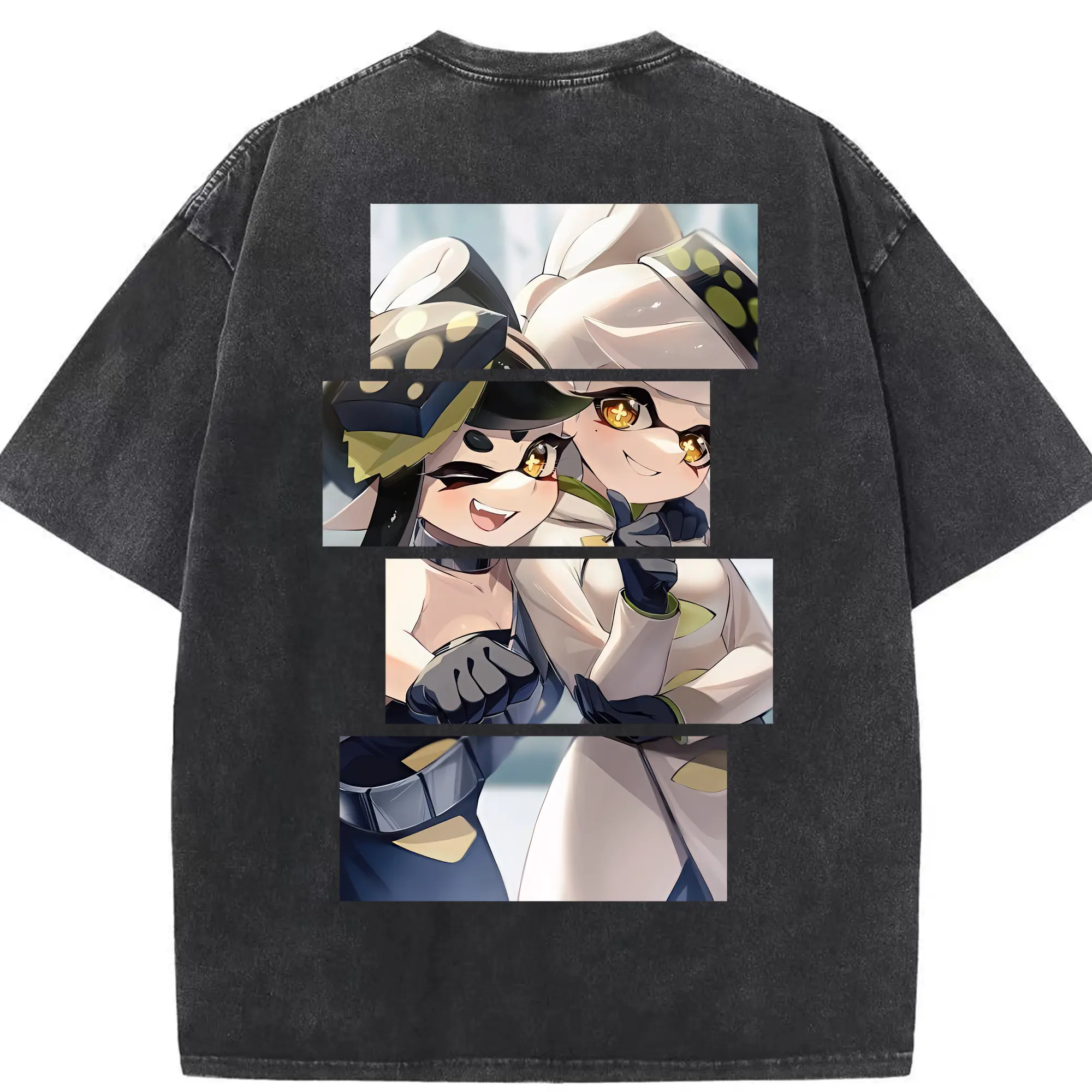 スプラトゥーン グッズ,シオカラーズ - 綿100％ ヴィンテージ風 半袖Tシャツ ・ 背面プリント ・ 柔らか肌触り ・ 通気性 快適 ・ スポーツ カジュアル 外出用