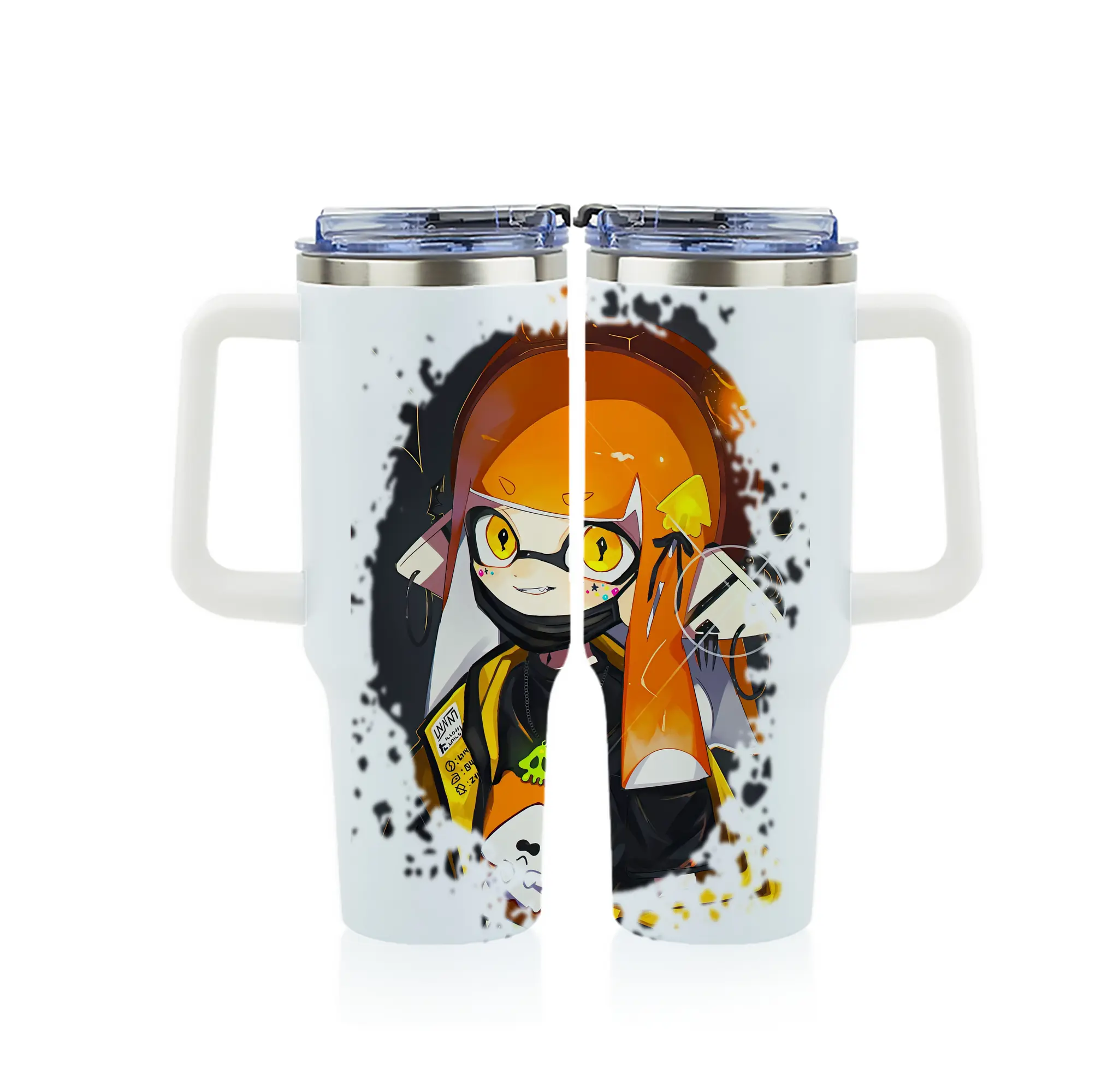 スプラトゥーン グッズ,インクリング - 1200mL フルプリント車用タンブラー ・ 304ステンレス 内側 ・ 201ステンレス 外側 ・ 保温 保冷 ・ 通勤 ドライブ アウトドア用