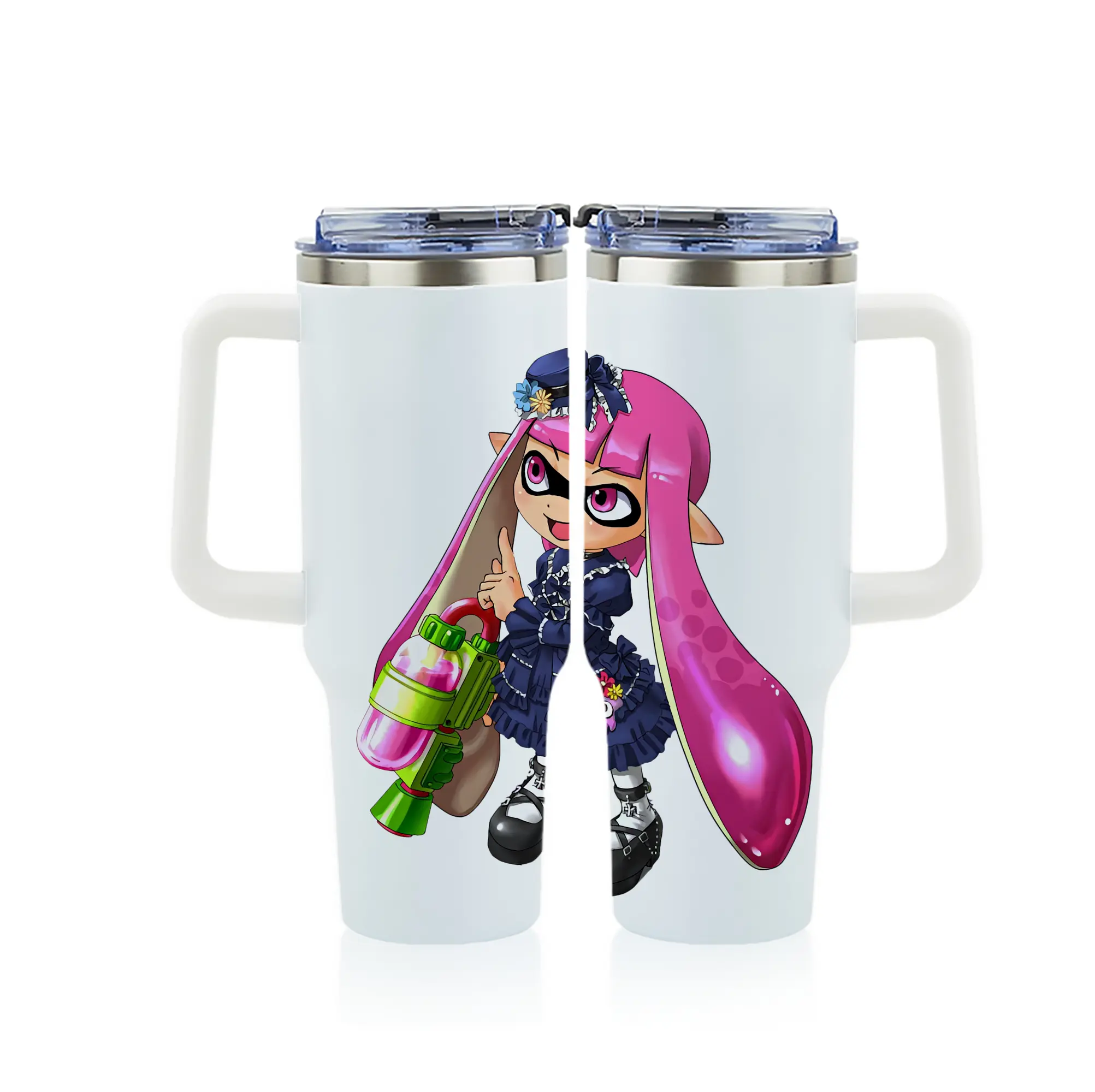 スプラトゥーン グッズ,インクリング - 1200mL フルプリント車用タンブラー ・ 304ステンレス 内側 ・ 201ステンレス 外側 ・ 保温 保冷 ・ 通勤 ドライブ アウトドア用