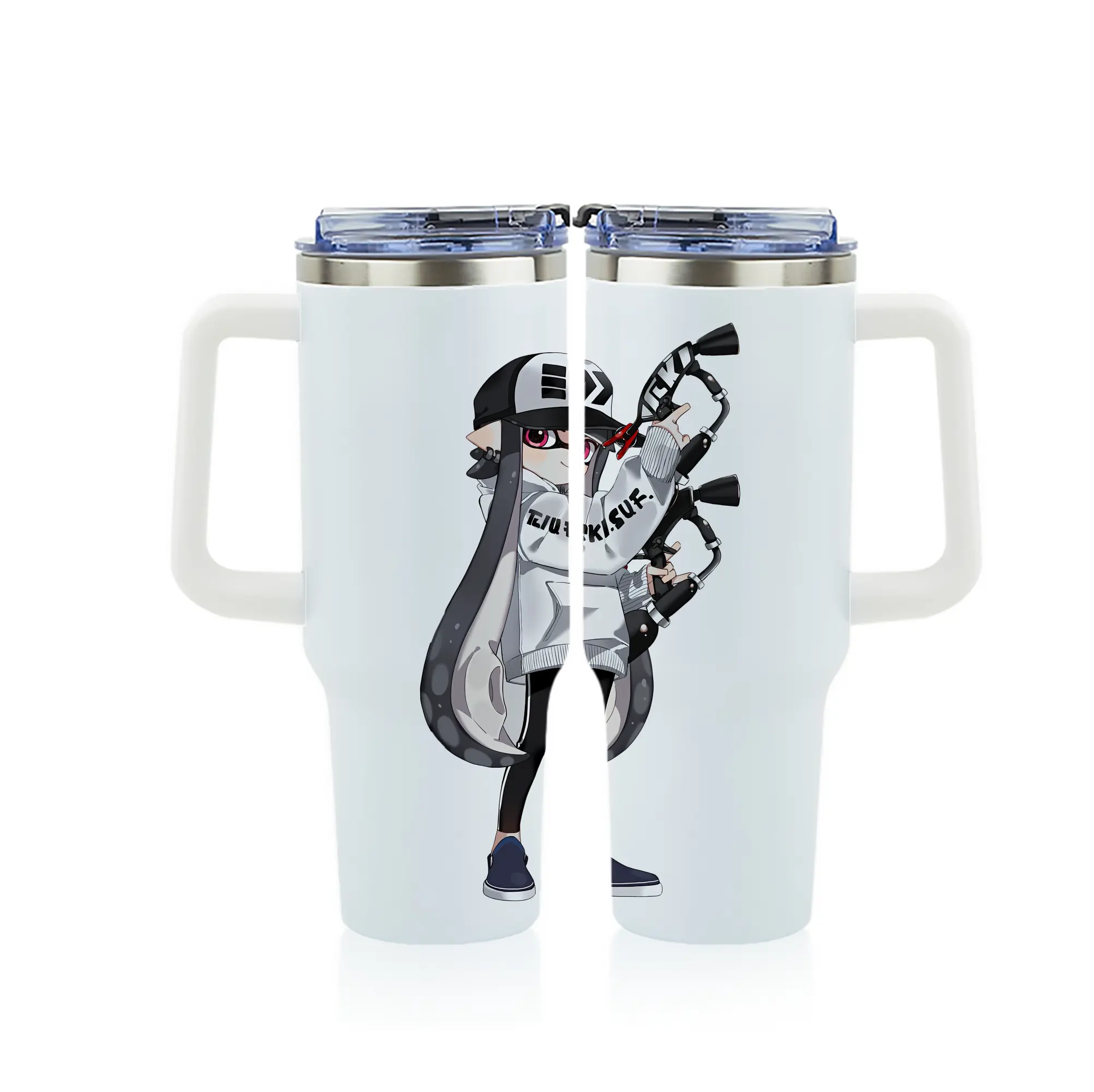 スプラトゥーン グッズ,インクリング - 1200mL フルプリント車用タンブラー ・ 304ステンレス 内側 ・ 201ステンレス 外側 ・ 保温 保冷 ・ 通勤 ドライブ アウトドア用