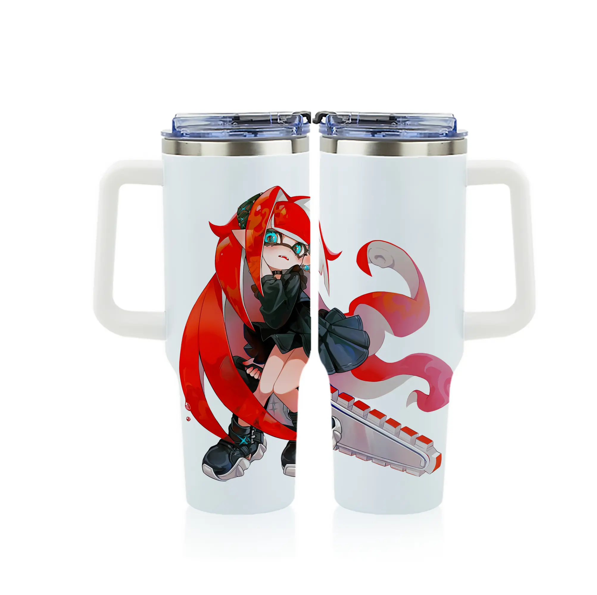 スプラトゥーン グッズ,インクリング - 1200mL フルプリント車用タンブラー ・ 304ステンレス 内側 ・ 201ステンレス 外側 ・ 保温 保冷 ・ 通勤 ドライブ アウトドア用