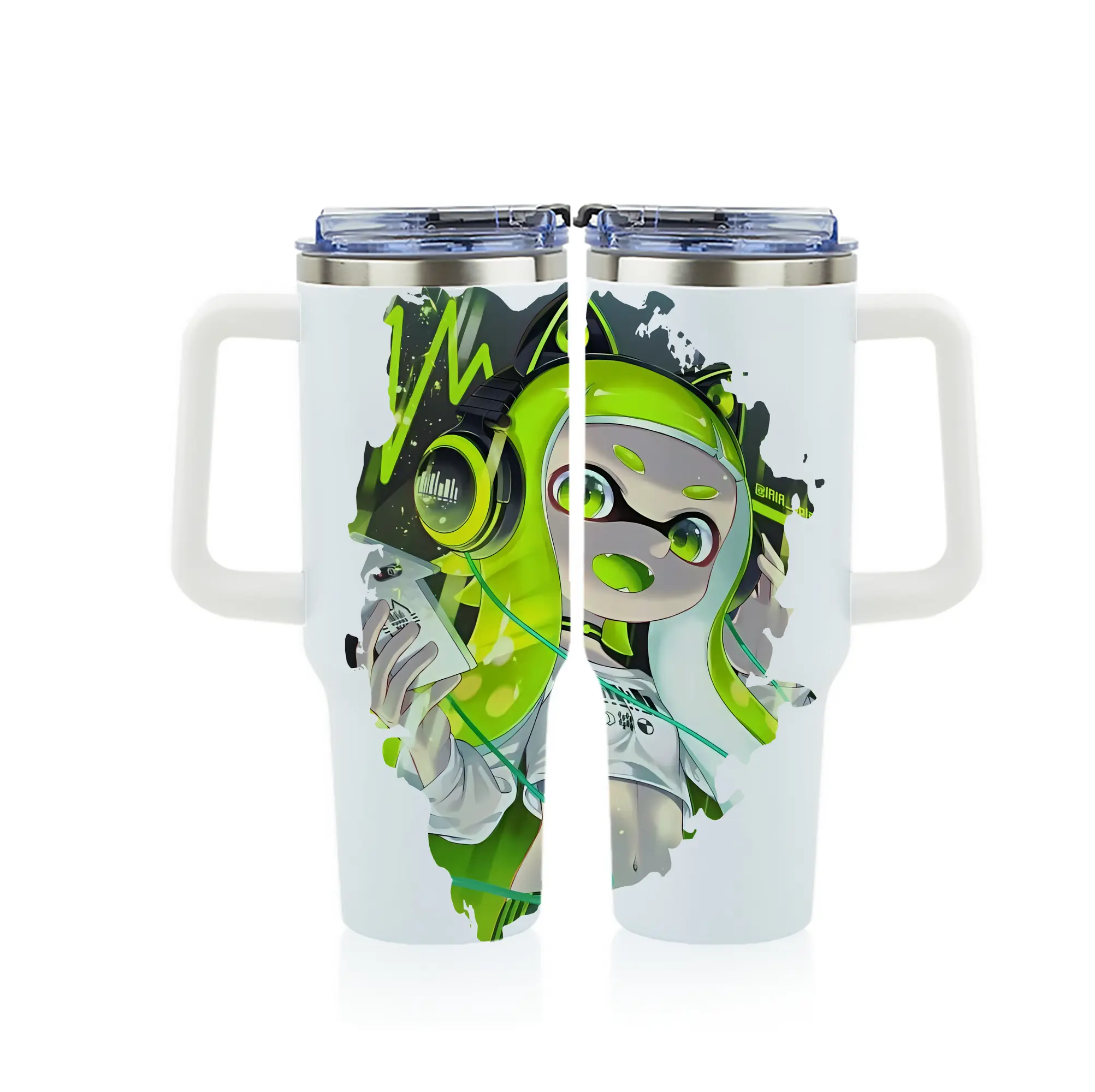 スプラトゥーン グッズ,インクリング - 1200mL フルプリント車用タンブラー ・ 304ステンレス 内側 ・ 201ステンレス 外側 ・ 保温 保冷 ・ 通勤 ドライブ アウトドア用