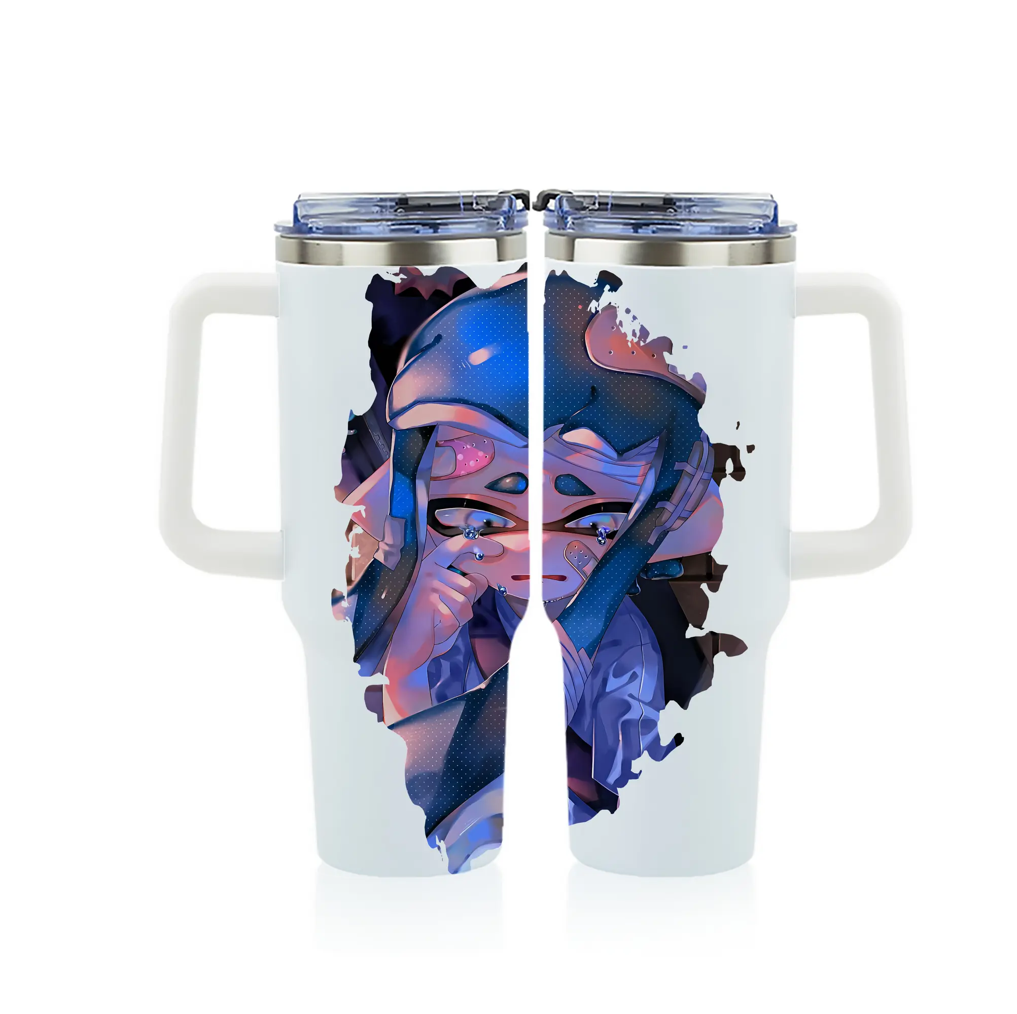 スプラトゥーン グッズ,インクリング - 1200mL フルプリント車用タンブラー ・ 304ステンレス 内側 ・ 201ステンレス 外側 ・ 保温 保冷 ・ 通勤 ドライブ アウトドア用