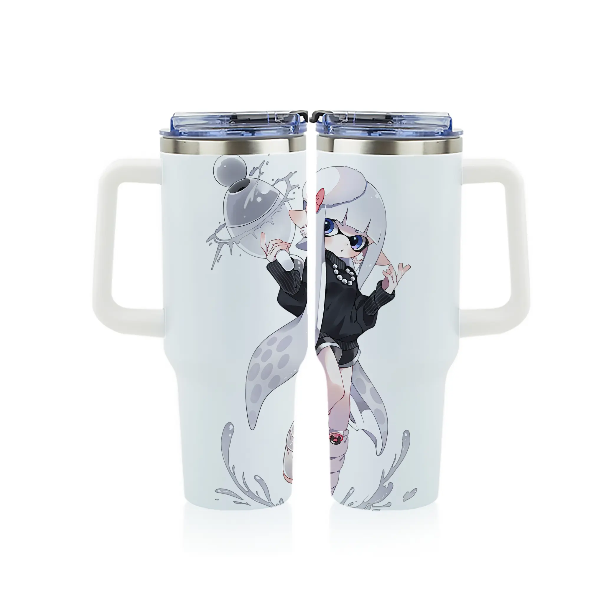 スプラトゥーン グッズ,インクリング - 1200mL フルプリント車用タンブラー ・ 304ステンレス 内側 ・ 201ステンレス 外側 ・ 保温 保冷 ・ 通勤 ドライブ アウトドア用