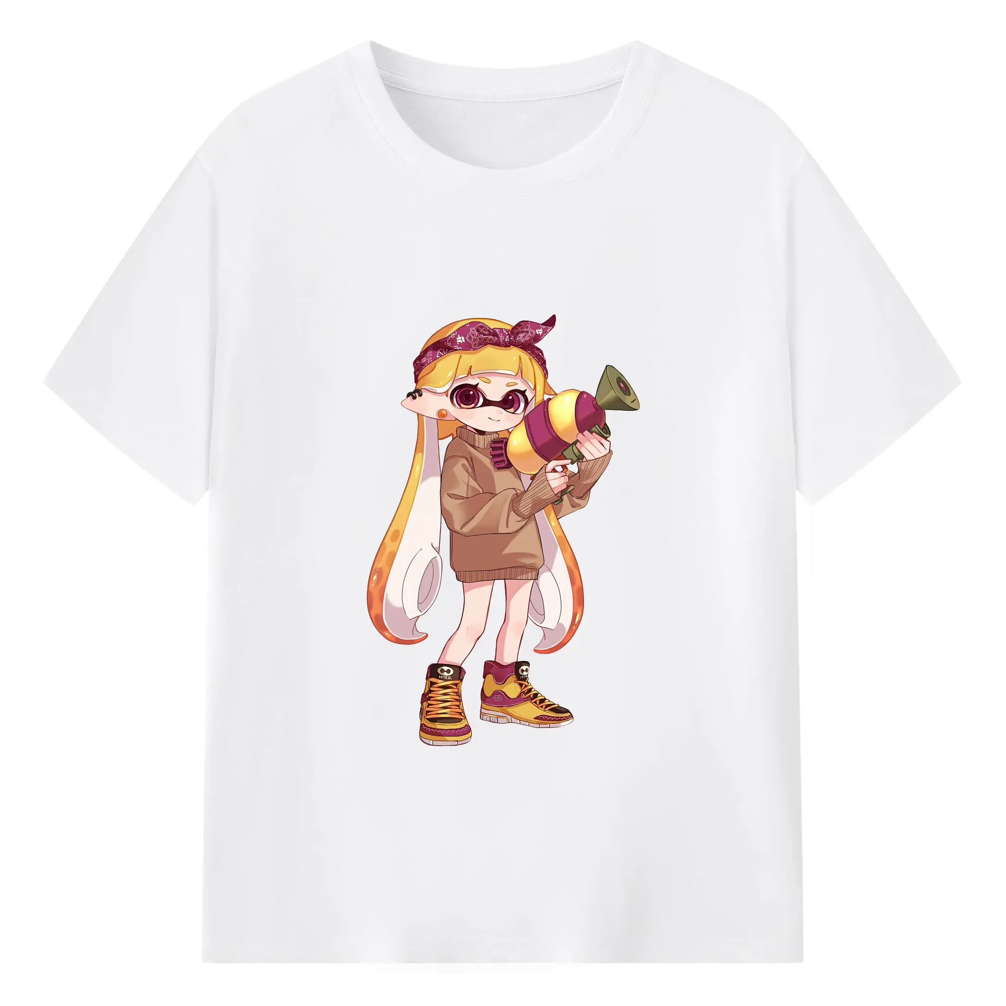 スプラトゥーン グッズ,インクリング - 綿100％ 半袖Tシャツ ・ フロントプリント ・ 快適 通気性 ・ 日常使い 散歩 スポーツ用