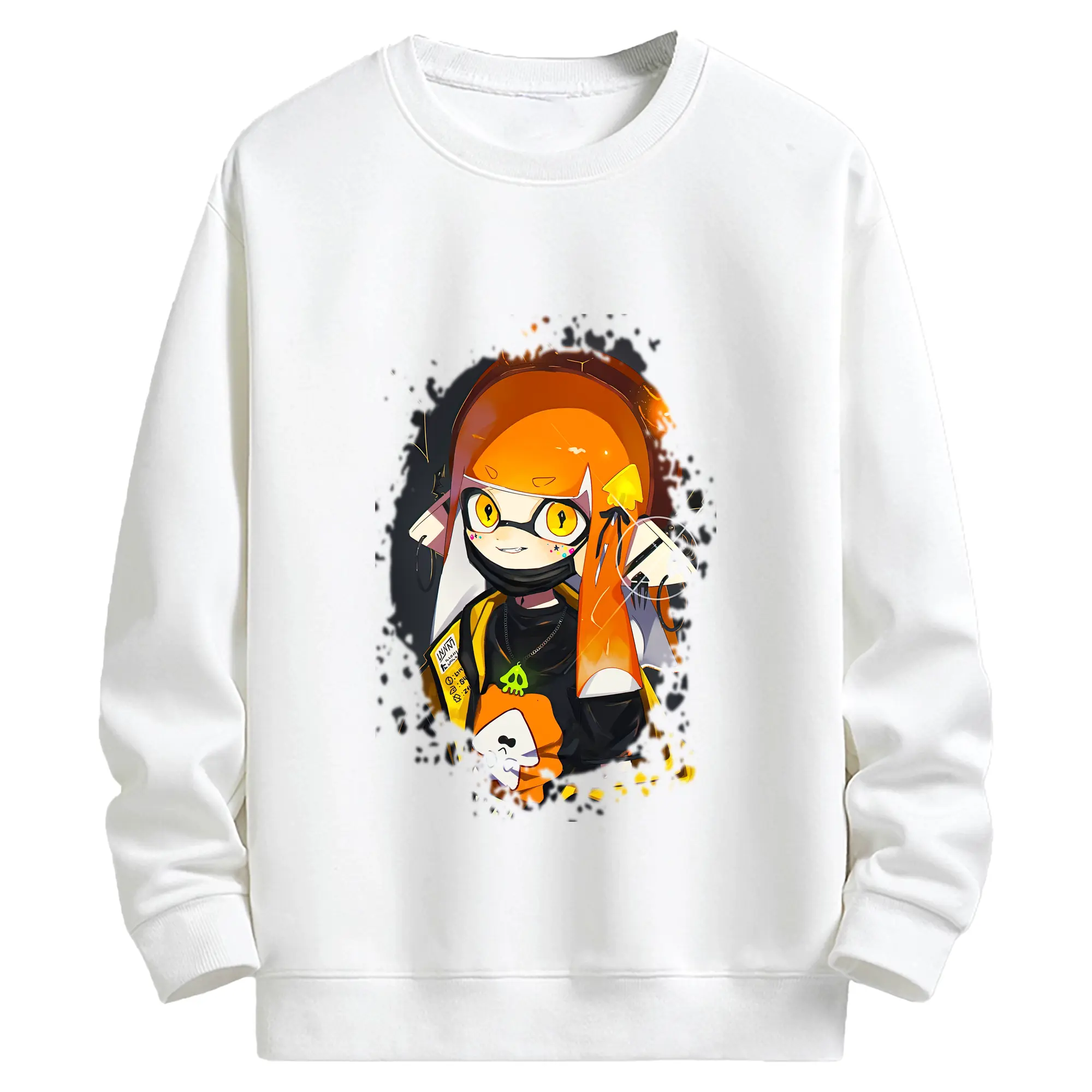 スプラトゥーン グッズ,インクリング - キッズ クルーネックスウェットシャツ ・ フロントプリント ・ 綿80％ ポリエステル20％ ・ 快適 通学 スポーツ 日常使い お散歩用