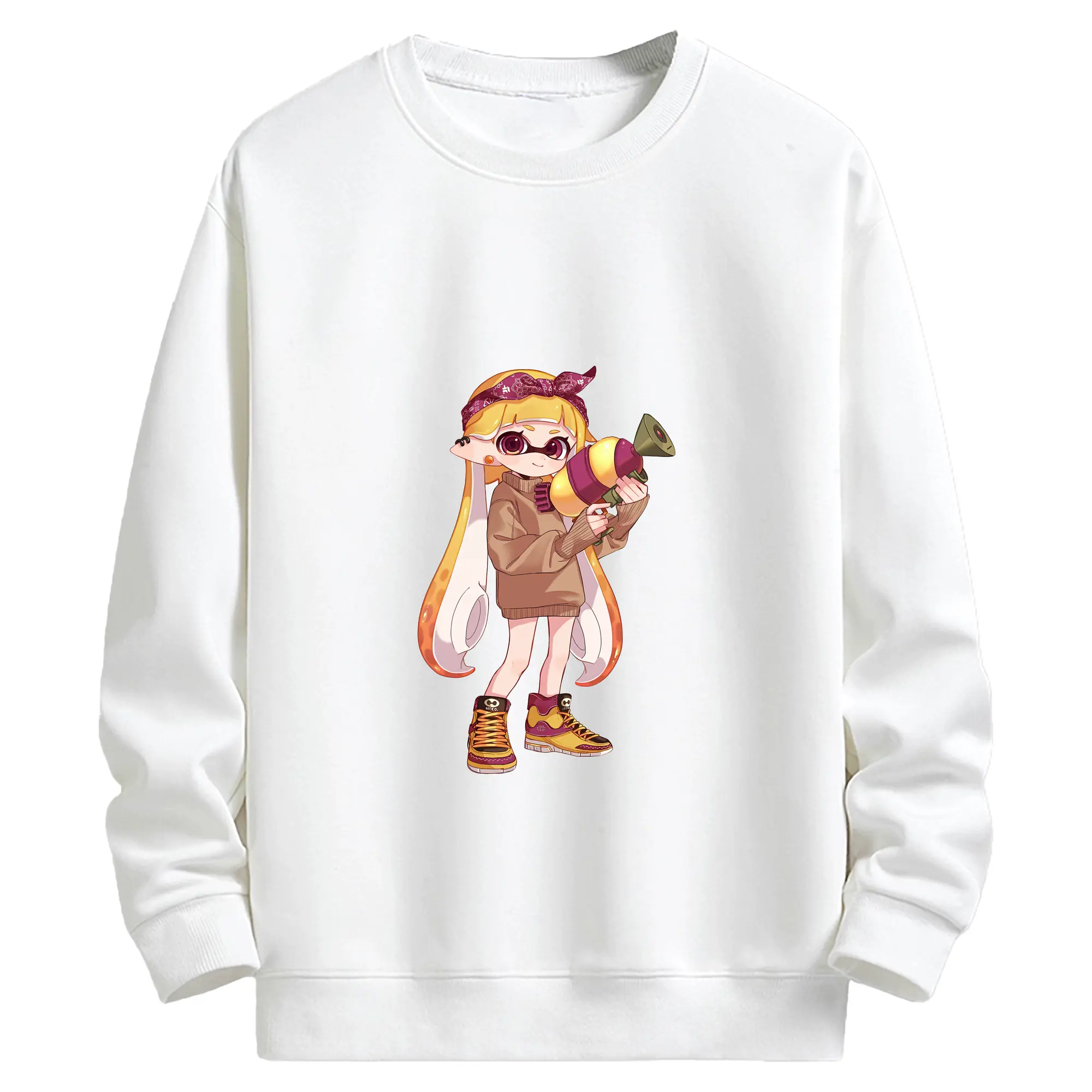 スプラトゥーン グッズ,インクリング - キッズ クルーネックスウェットシャツ ・ フロントプリント ・ 綿80％ ポリエステル20％ ・ 快適 通学 スポーツ 日常使い お散歩用