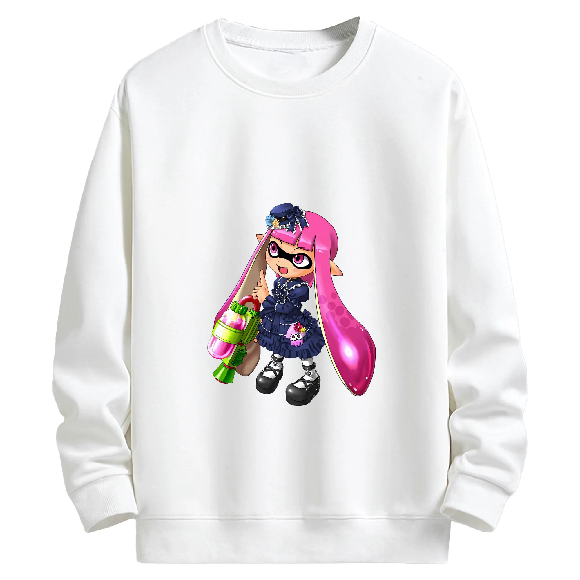 スプラトゥーン グッズ,インクリング - キッズ クルーネックスウェットシャツ ・ フロントプリント ・ 綿80％ ポリエステル20％ ・ 快適 通学 スポーツ 日常使い お散歩用