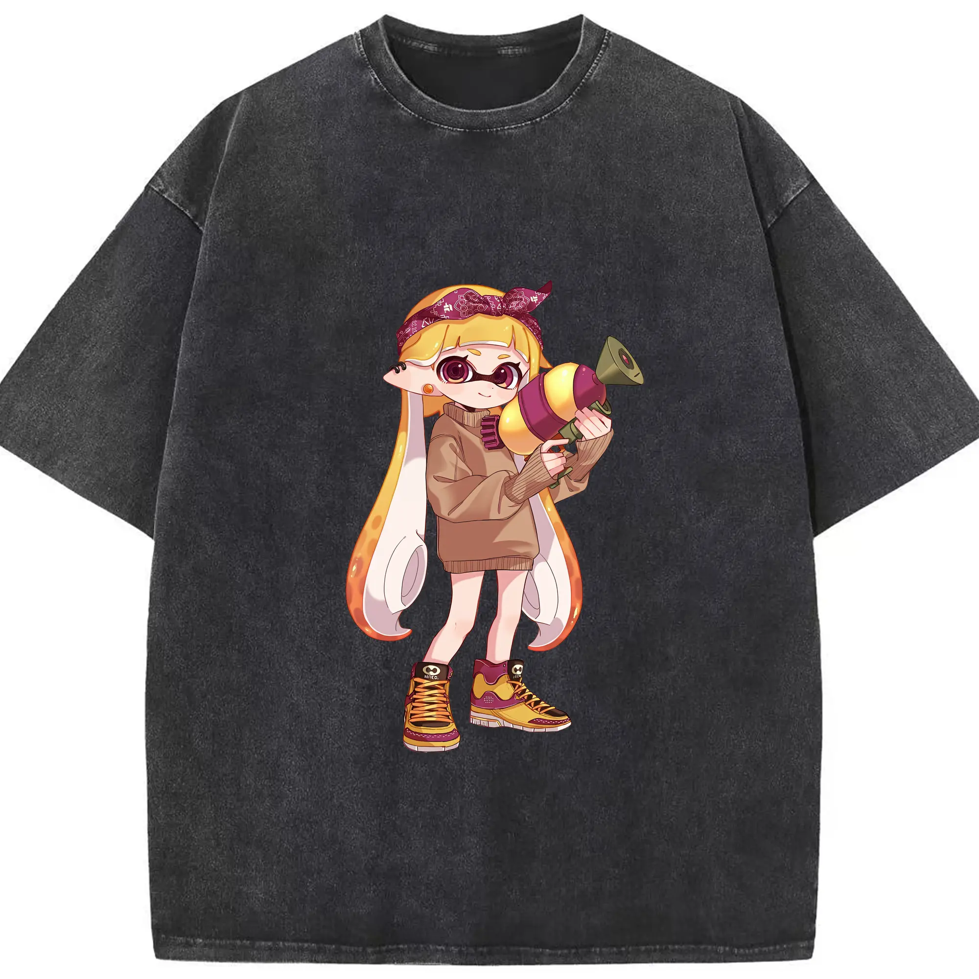 スプラトゥーン グッズ,インクリング - 綿100％ ヴィンテージ風 半袖Tシャツ ・ フロントプリント ・ 柔らか肌触り ・ 通気性 快適 ・ スポーツ カジュアル 外出用