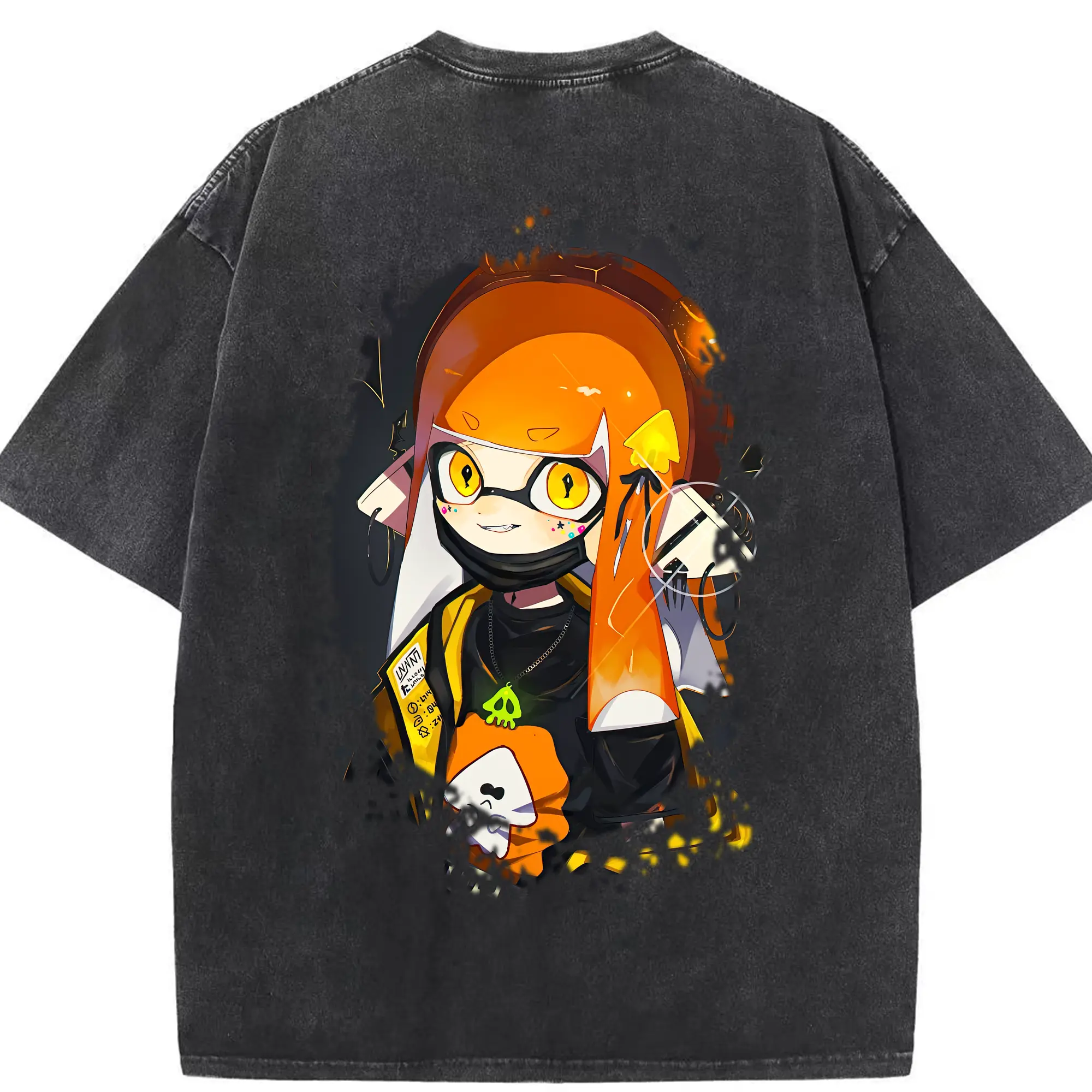 スプラトゥーン グッズ,インクリング - 綿100％ ヴィンテージ風 半袖Tシャツ ・ 背面プリント ・ 柔らか肌触り ・ 通気性 快適 ・ スポーツ カジュアル 外出用